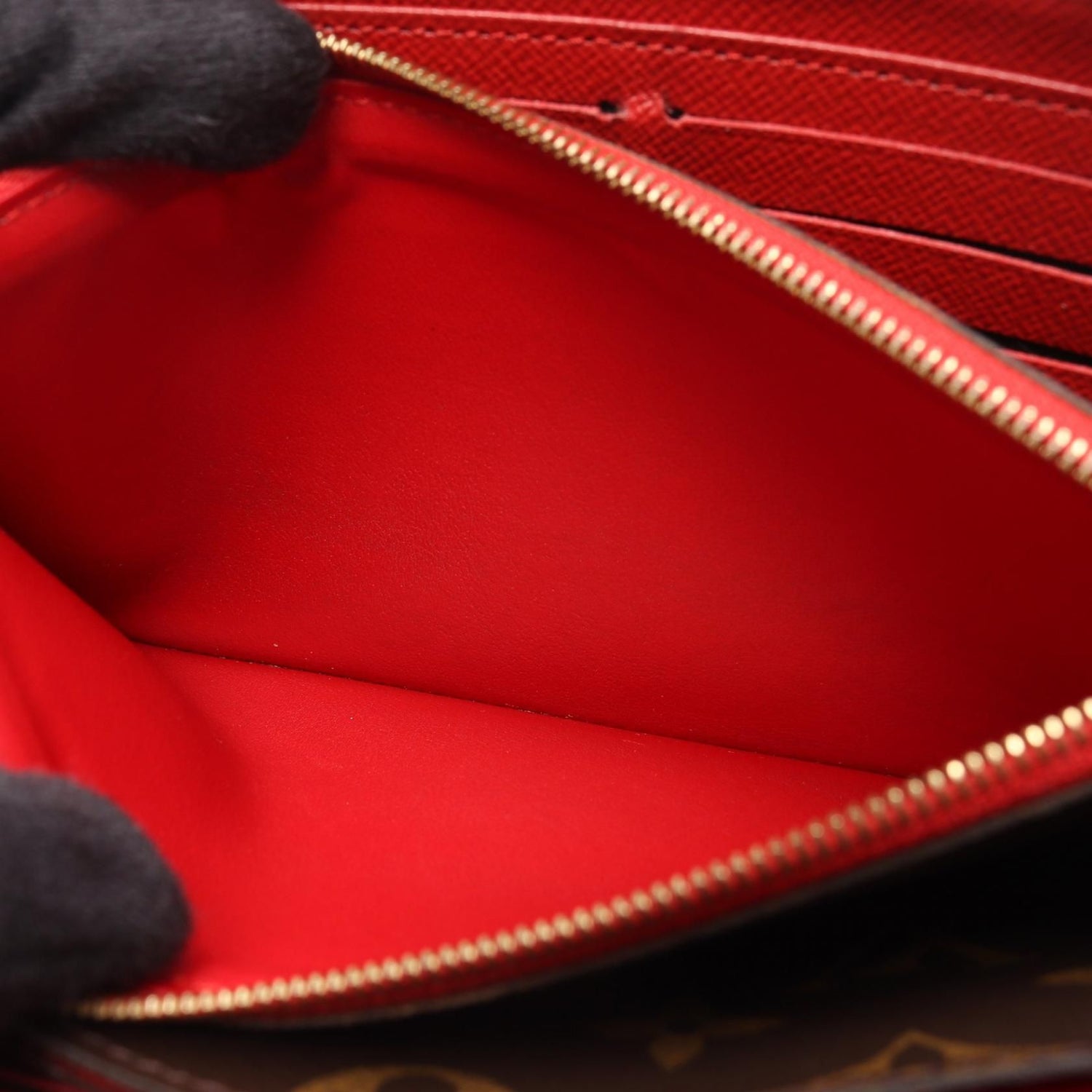 Louis Vuitton Zippy Wallet Retiro Cerise Brown Red Around Long Wallet M 61854