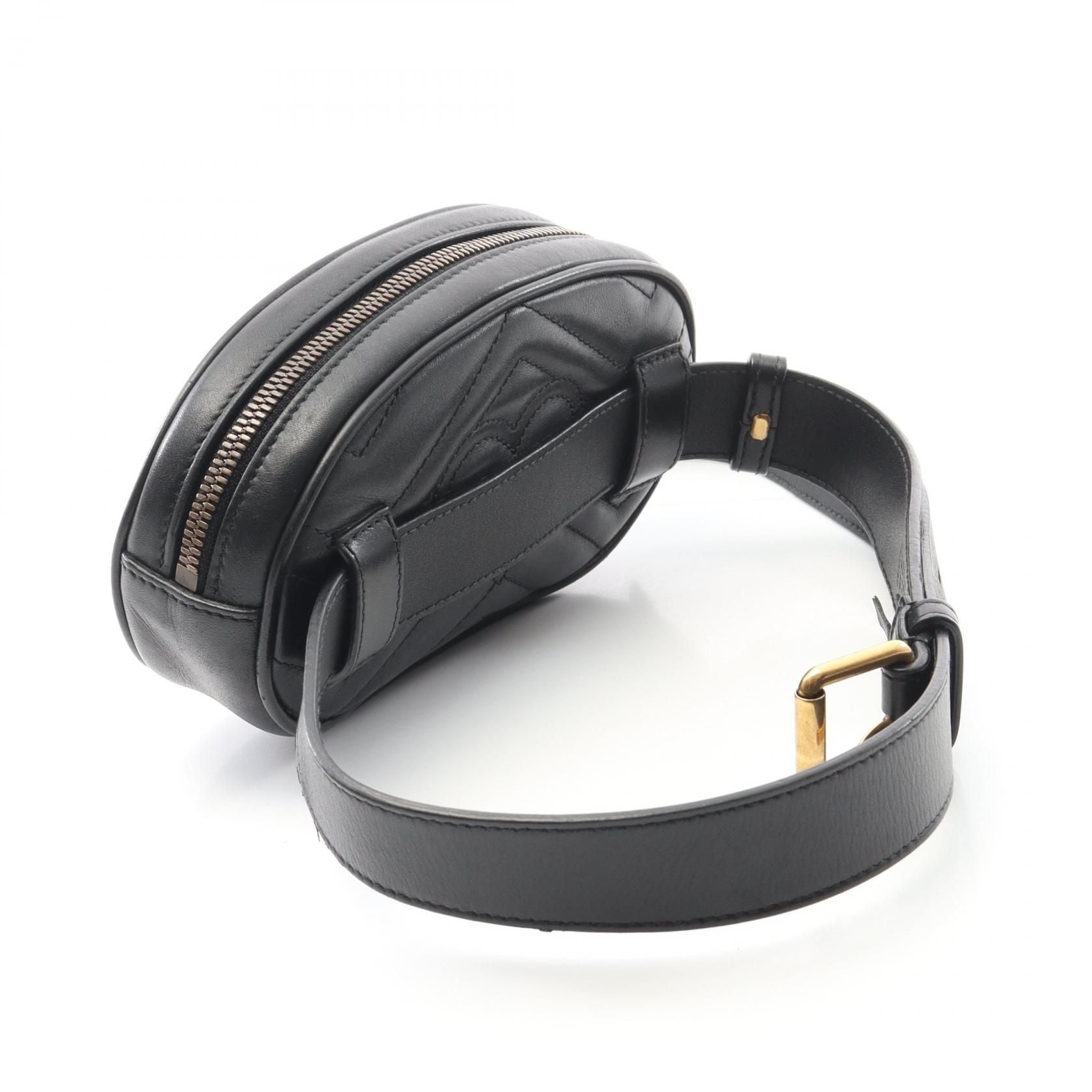 Gucci Gg Marmont Waist Bag Black Leather 476434