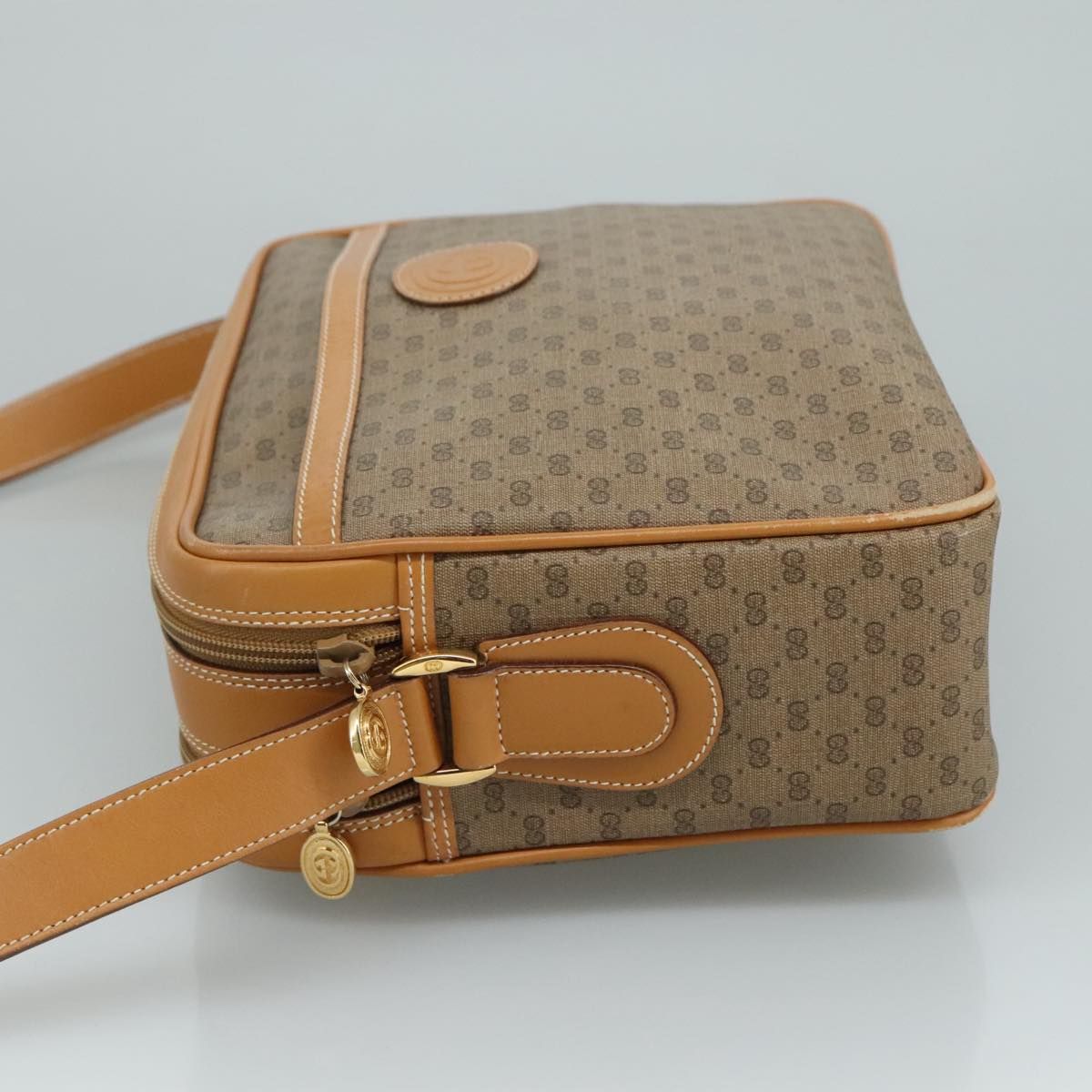 Gucci Micro Gg Supreme Shoulder Bag Pvc Beige Auth