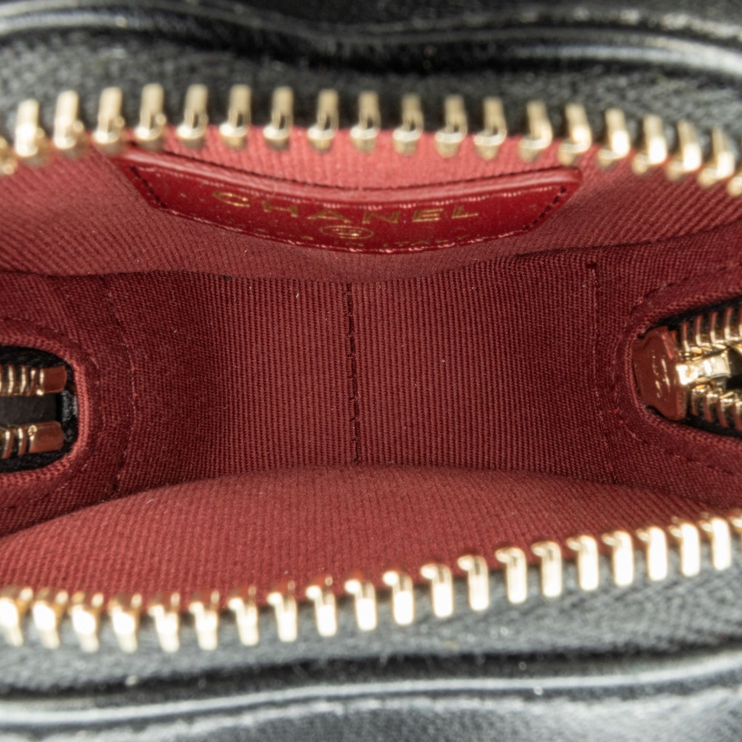 Chanel Lambskin CC In Love Heart Zipped Arm Coin Purse Black