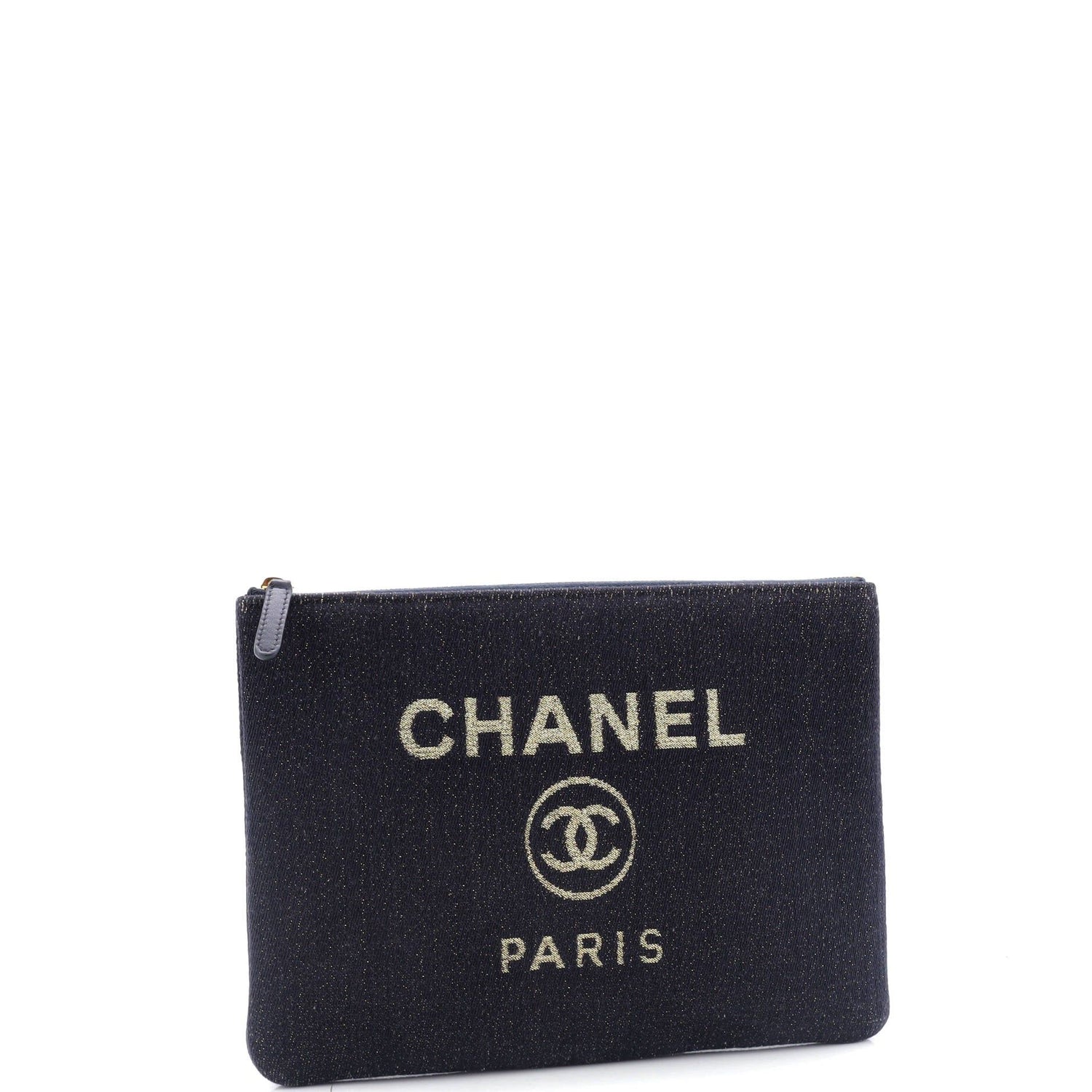 Chanel Deauville Pouch Lurex Canvas Medium