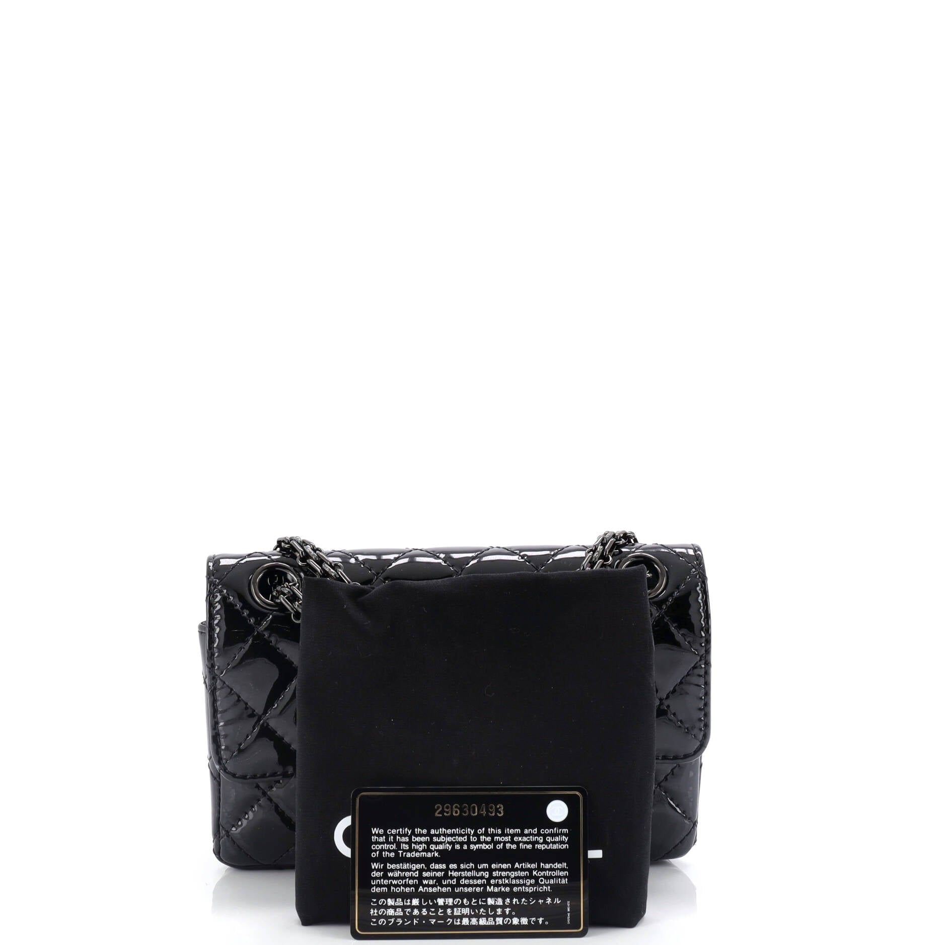 Chanel So Black Reissue 2.55 Flap Bag Quilted Patent Mini