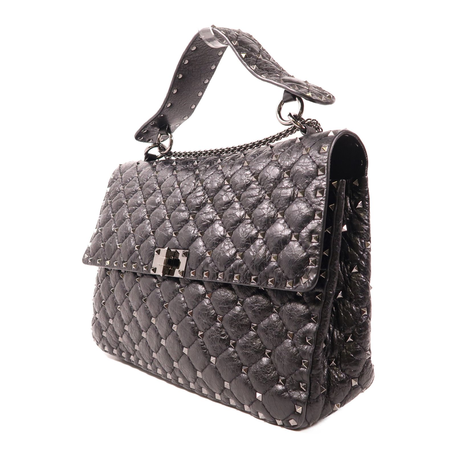 Valentino Cowhide Leather 2Way Shoulder Bag Hand-handed Shoulder Bag 2way Shoulder Bag Black Calfskin (cowhide)