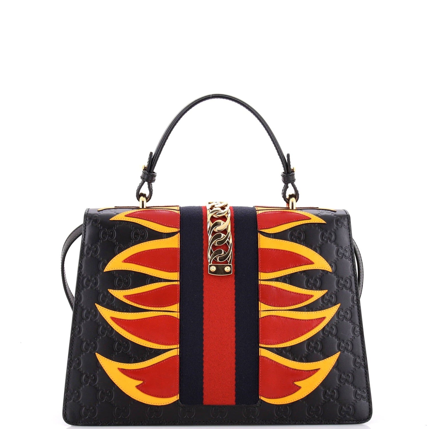 Gucci Sylvie Top Handle Bag Guccissima Leather With Applique Medium