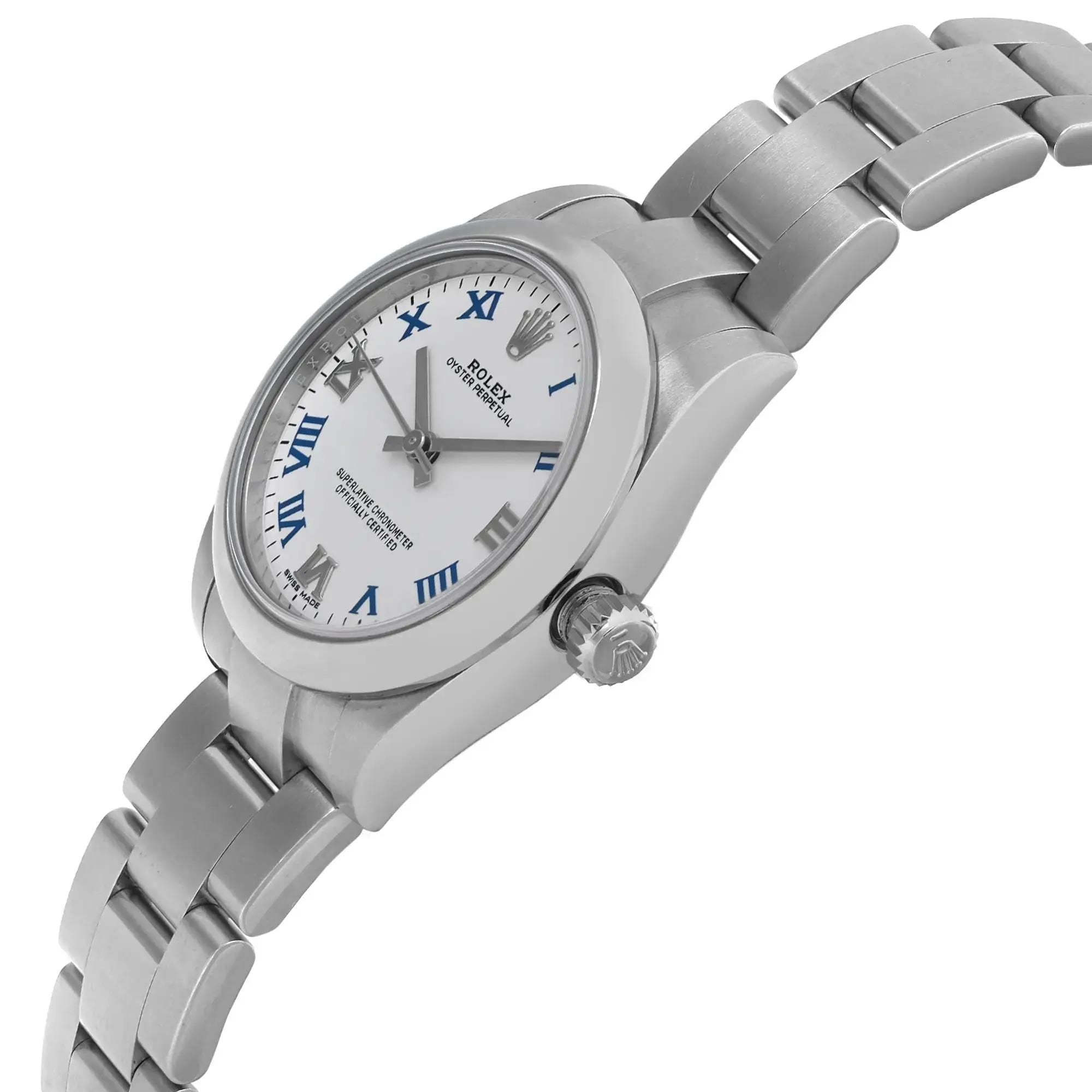 Rolex Oyster Perpetual 31 Mm Steel White Roman Dial Automatic Watch 177200