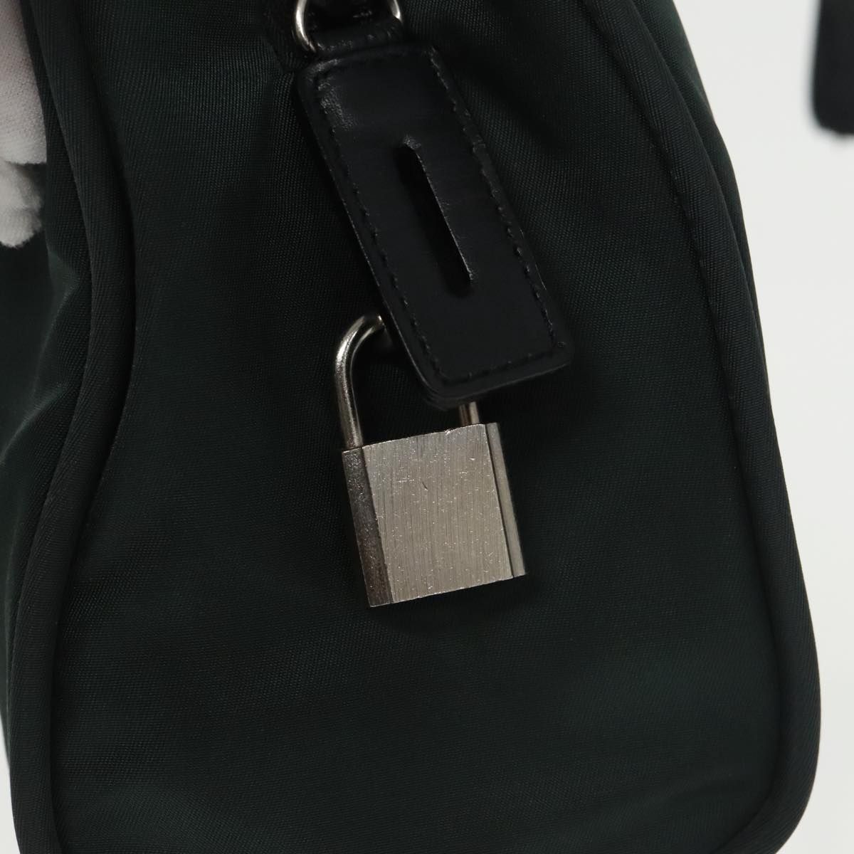 Prada Hand Bag Nylon Green Silver Auth