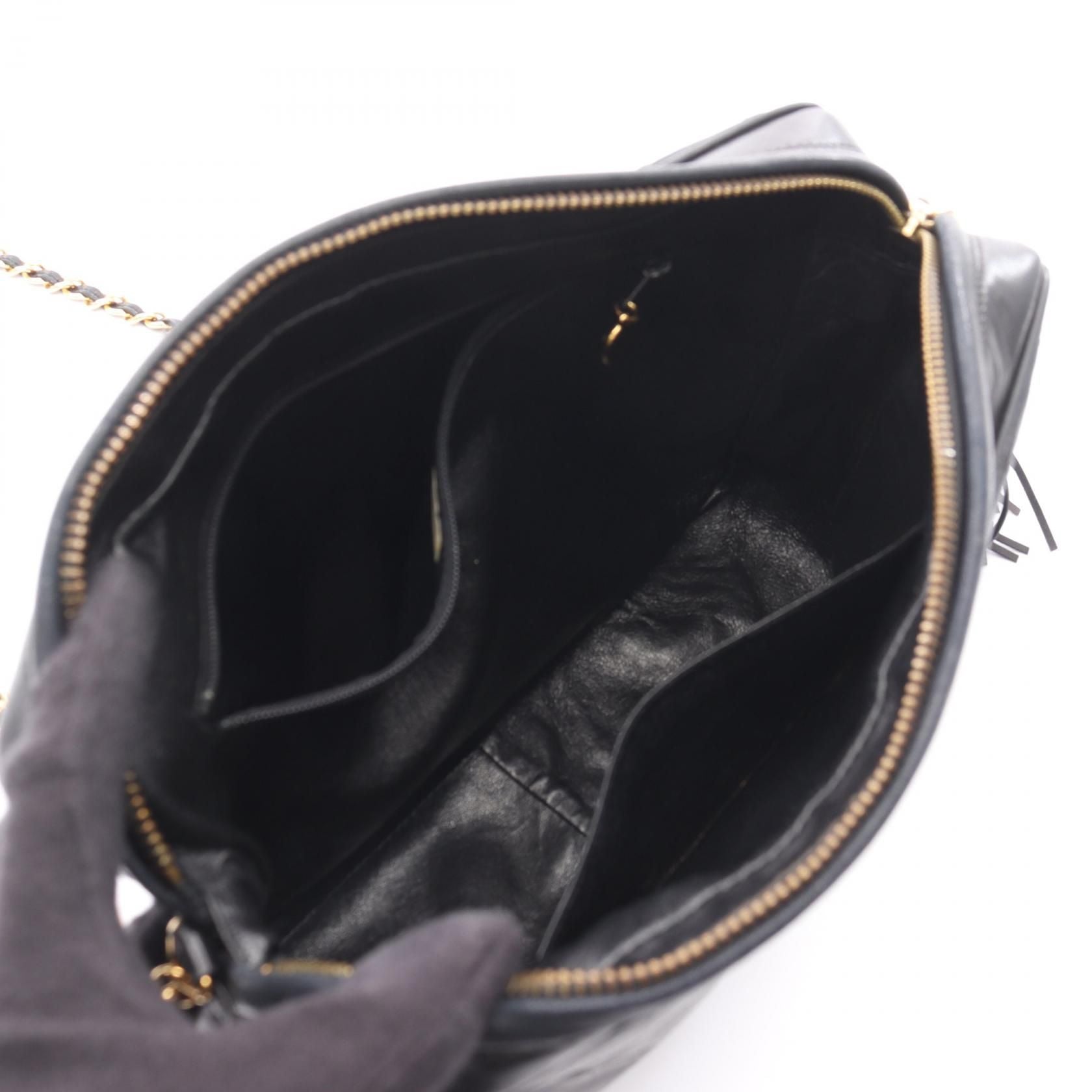 Chanel Black Matelasse Shoulder Bag Lambskin (sheep Leather)