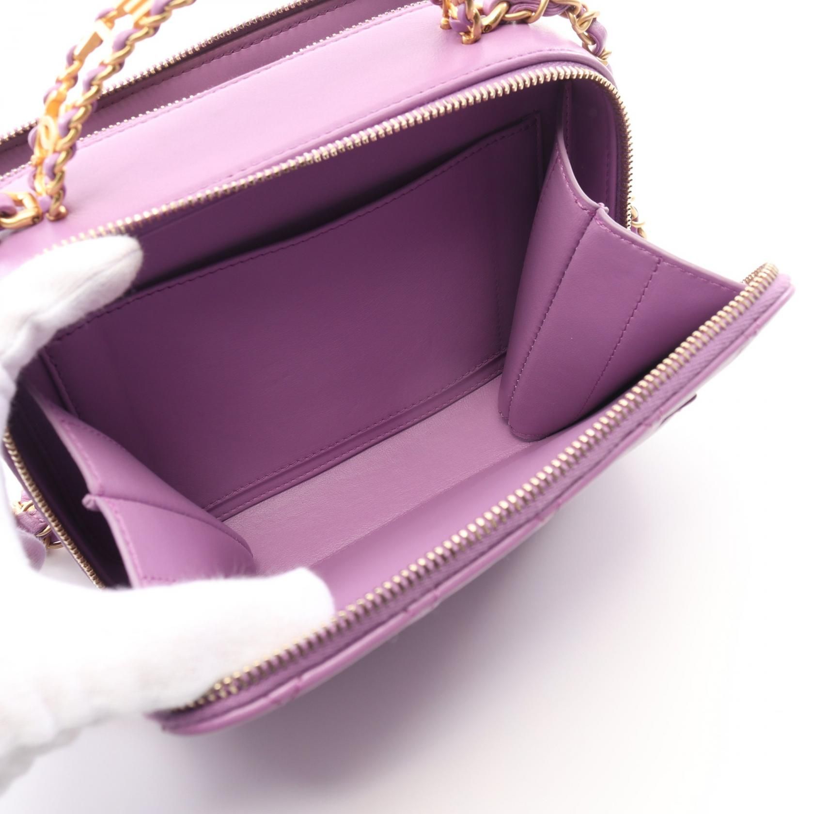 Chanel Purple Matelasse Handbag Lambskin (sheep Leather) As 3222