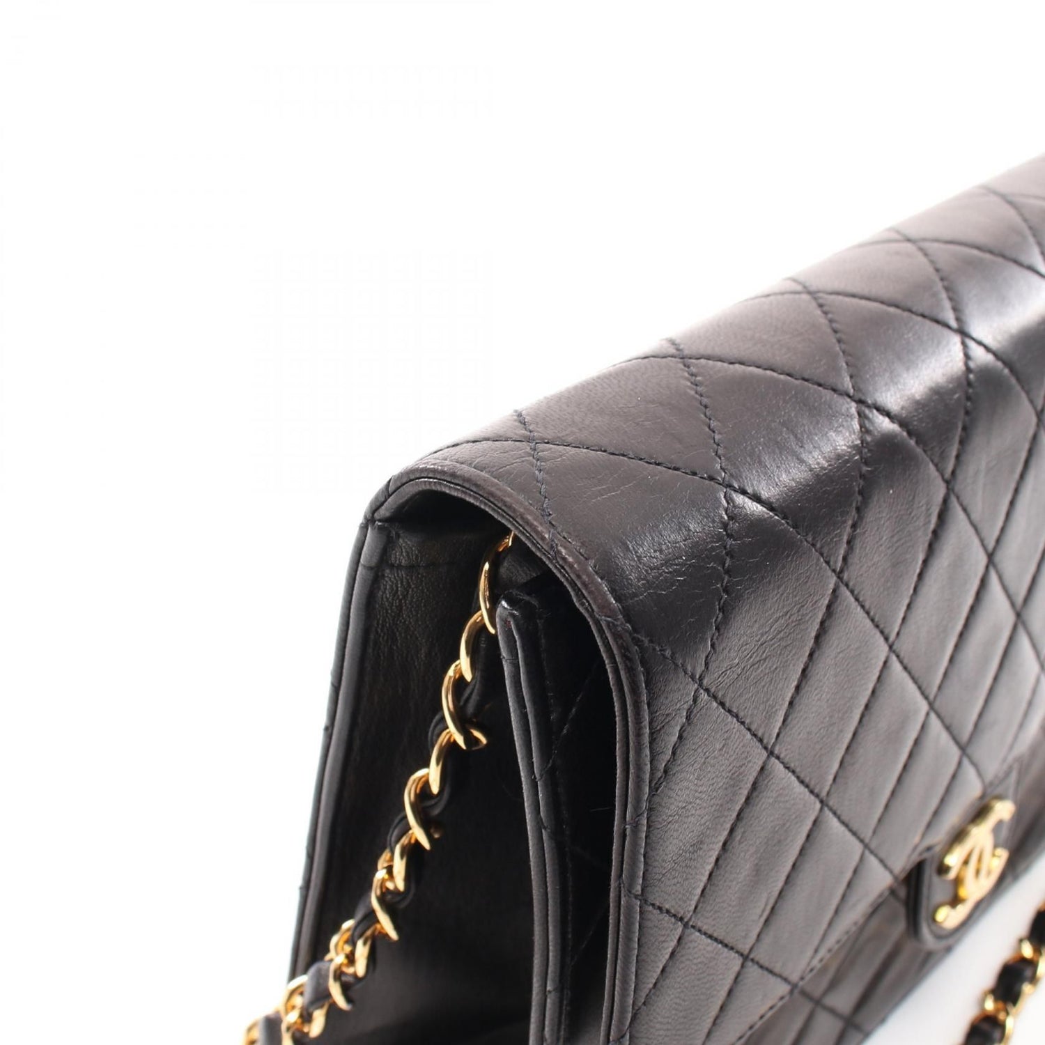 Chanel Black Matelasse Shoulder Bag Lambskin (sheep Leather)
