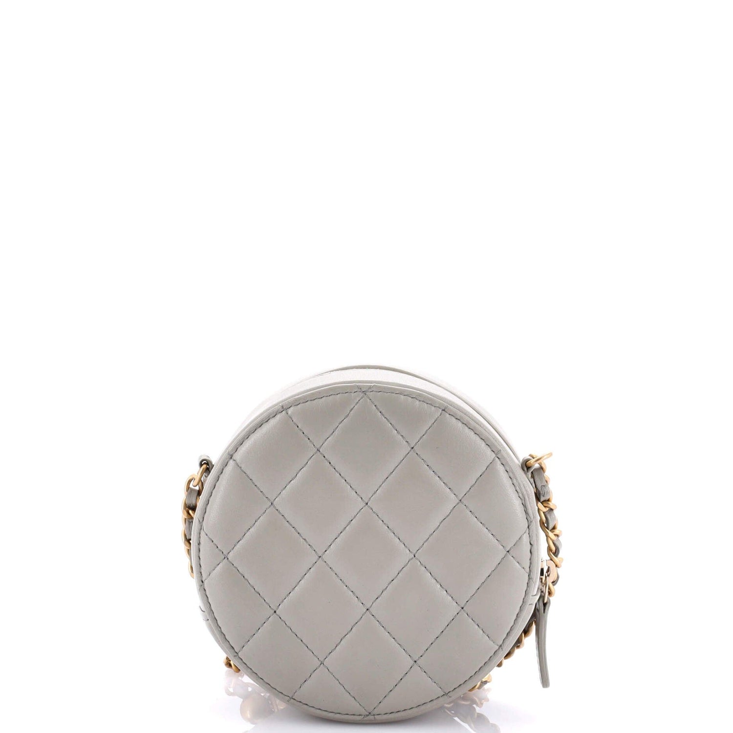 Chanel Pearl Crush Round Clutch With Chain Quilted Lambskin