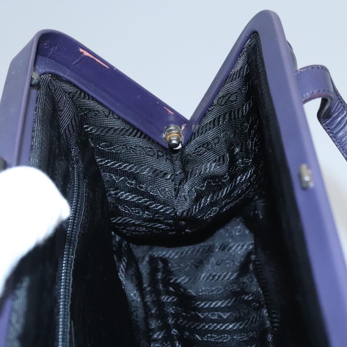 Prada Hand Bag Leather Purple Auth