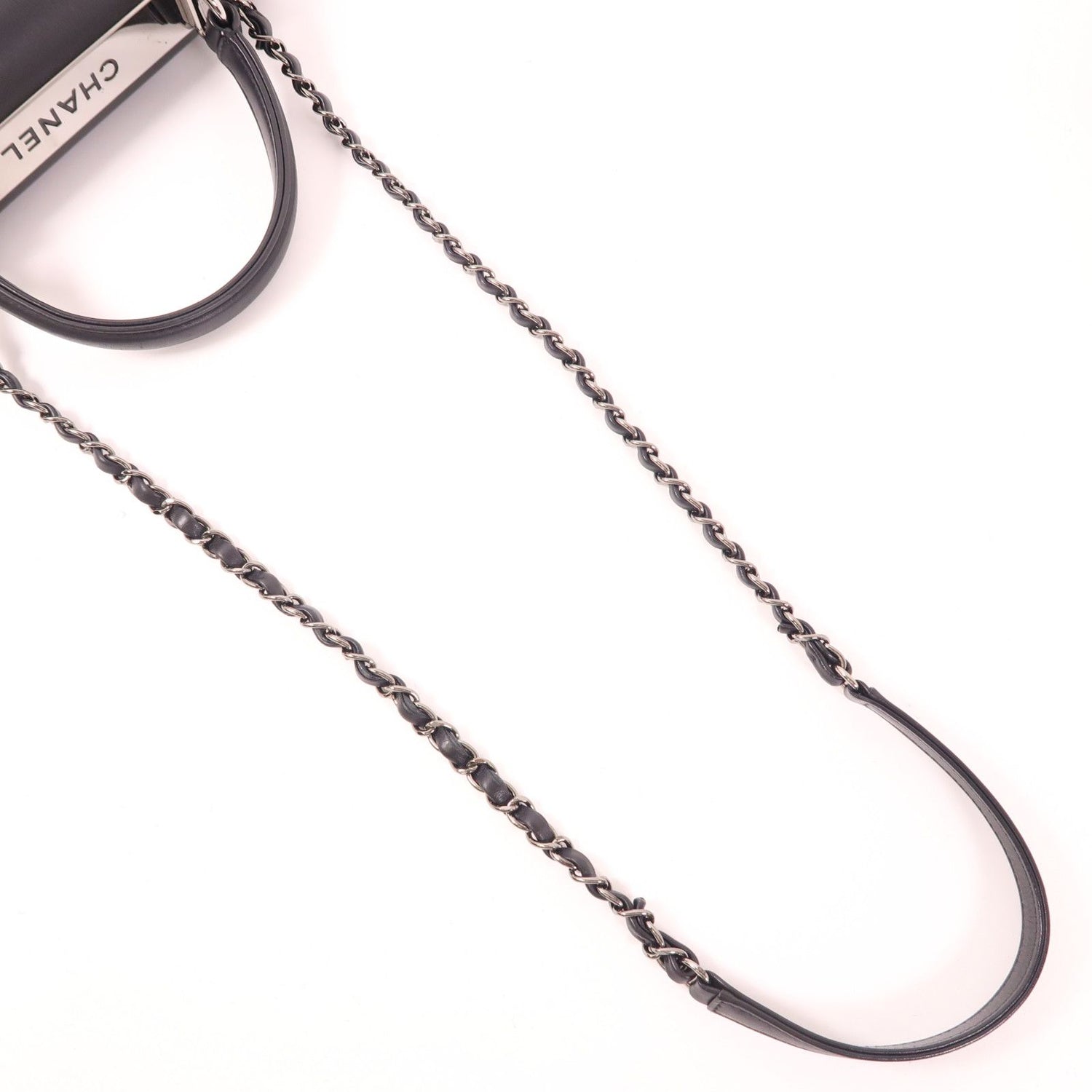 Chanel Black Cowhide Leather 2Way Shoulder Silver Hand-ground Shoulder Bag 2way Shoulder Bag Calfskin (cowhide)