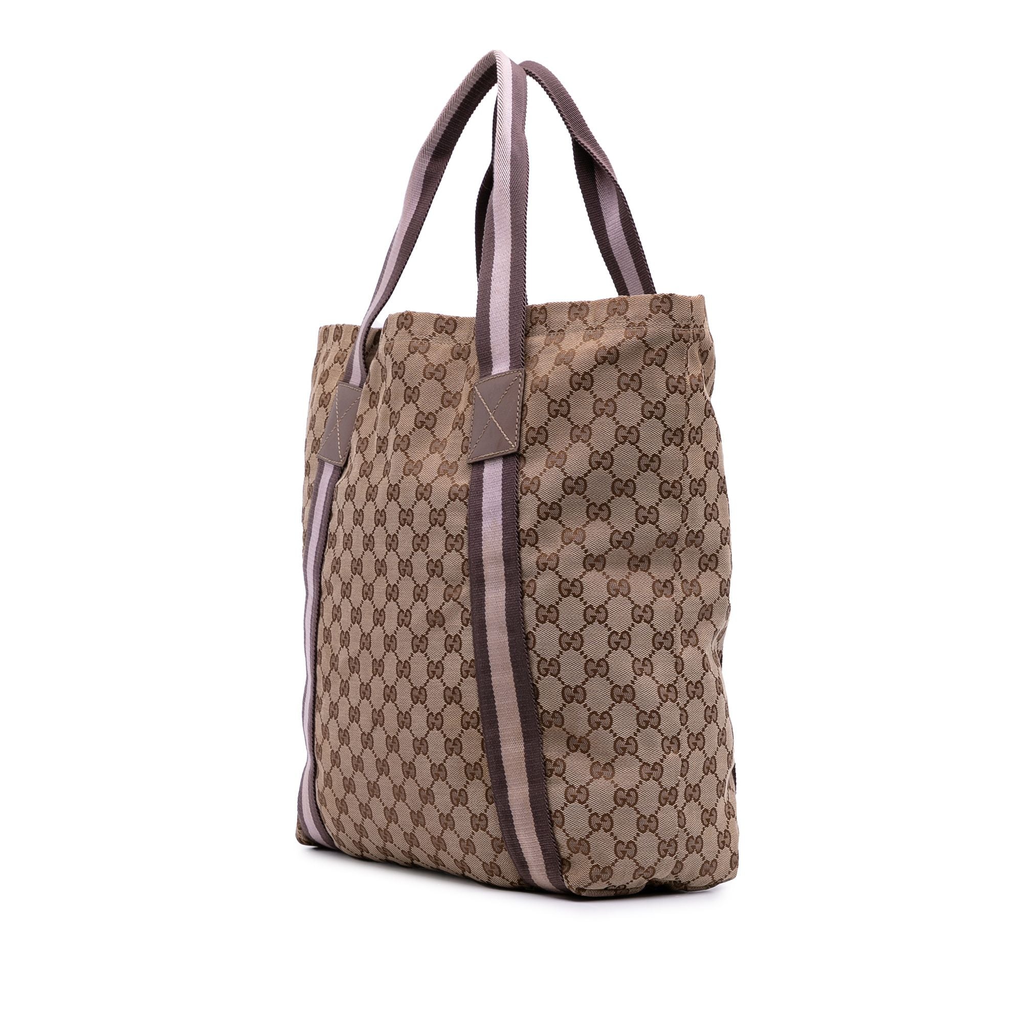 Gucci GG Canvas Web Tote Brown