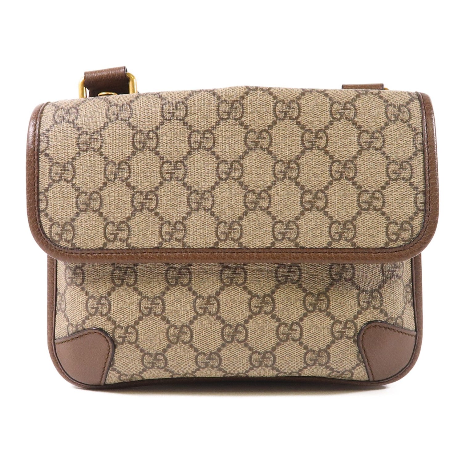 Gucci Painted Canvas Neo Vintage Small Gold Shoulder Bag Brown Pvc Coated Canvas 501050