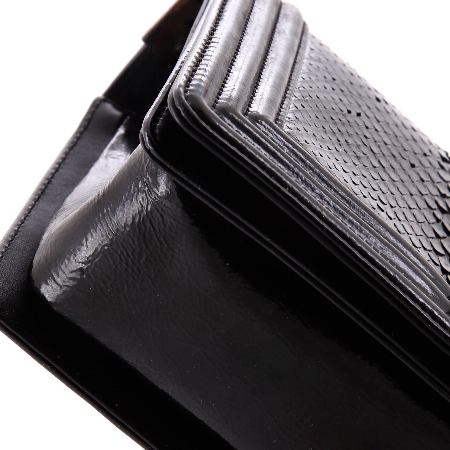 Chanel Boy Flap Bag Python And Patent Old Medium