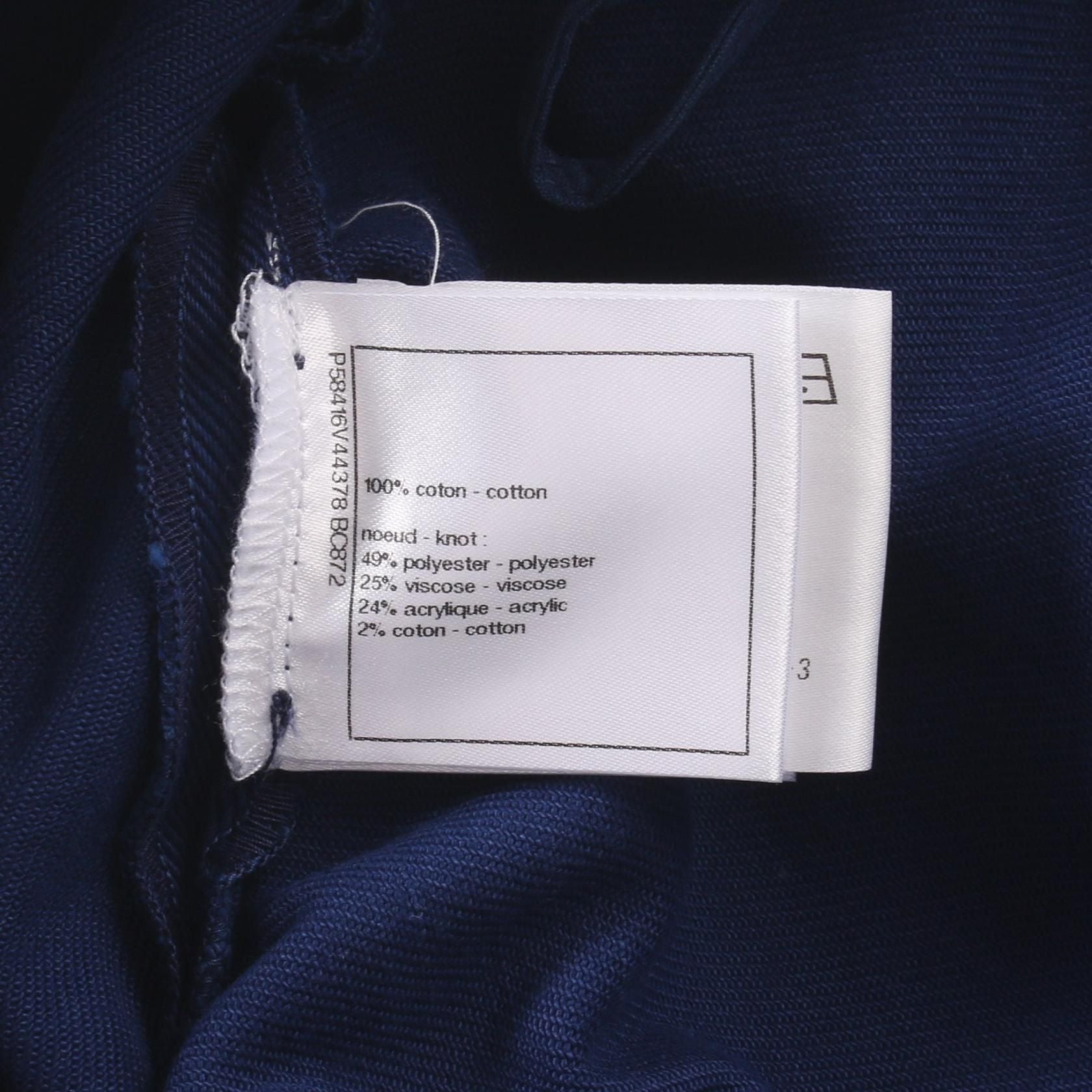 Chanel Navy With Matelasse Ribbon Denim Pants Cotton P 58416v 44378