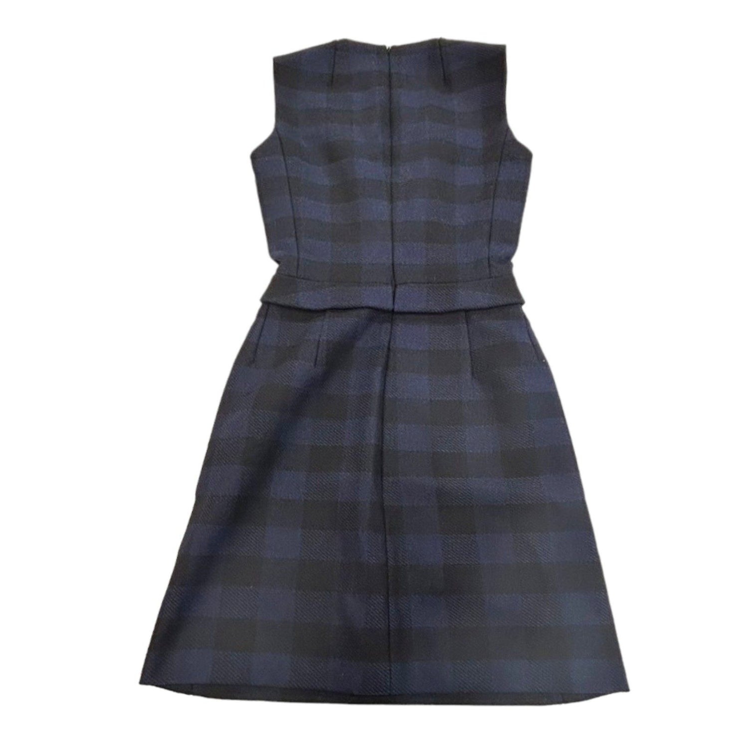 Dior Check One Peice Dress Wool Blue 34
