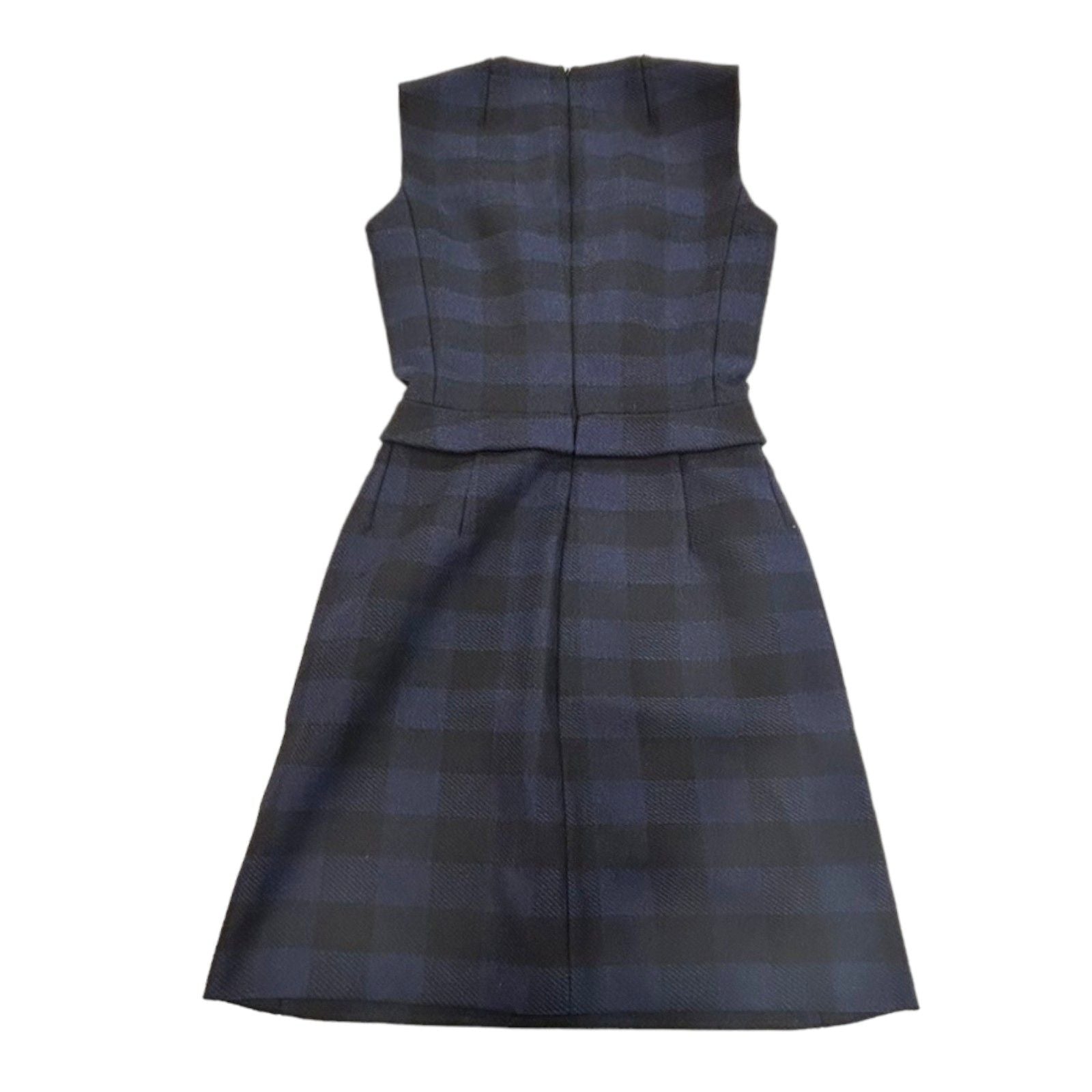 Dior Check One Peice Dress Wool Blue 34
