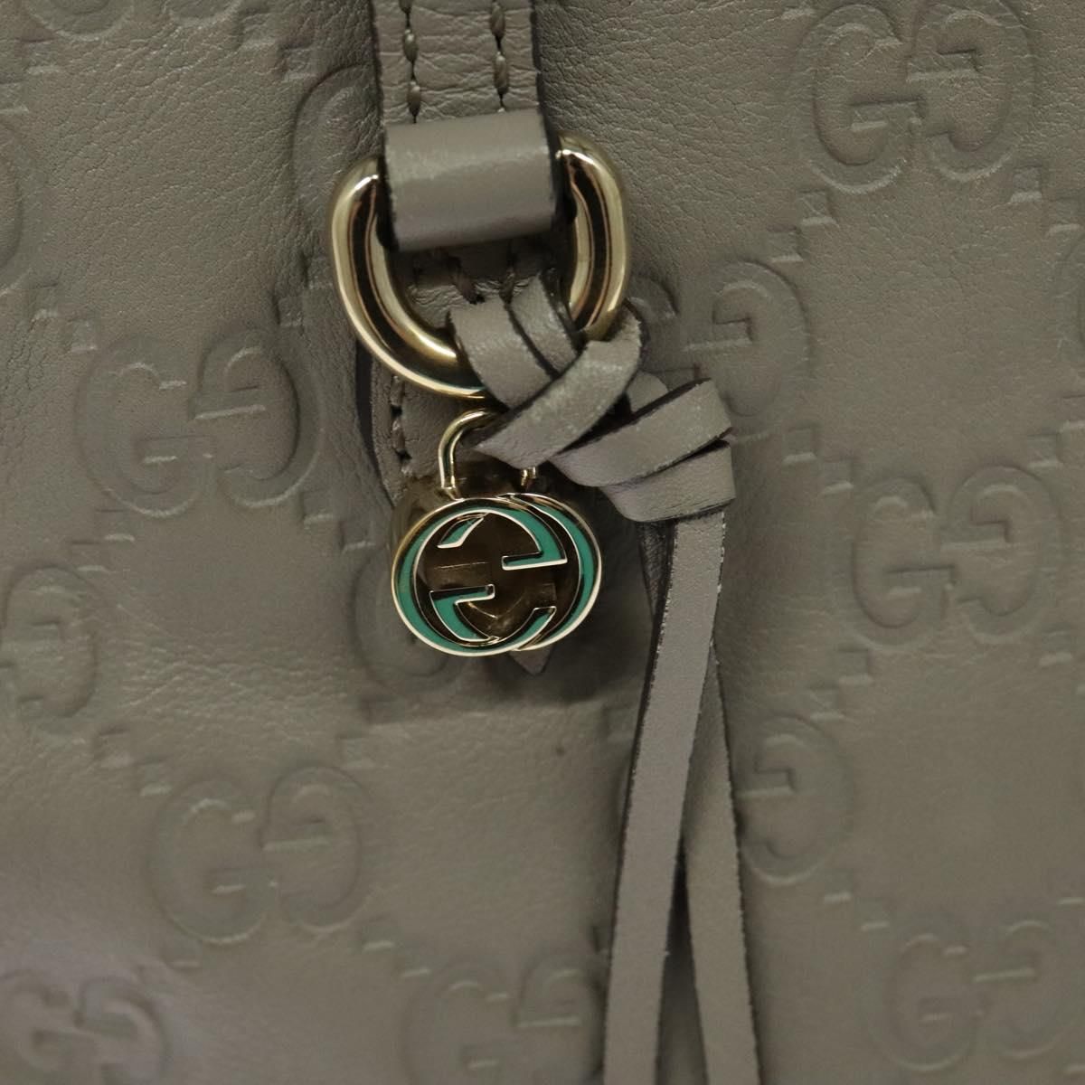 Gucci Gg Canvas Guccissima Hand Bag Leather Gray Gold 353121 Auth