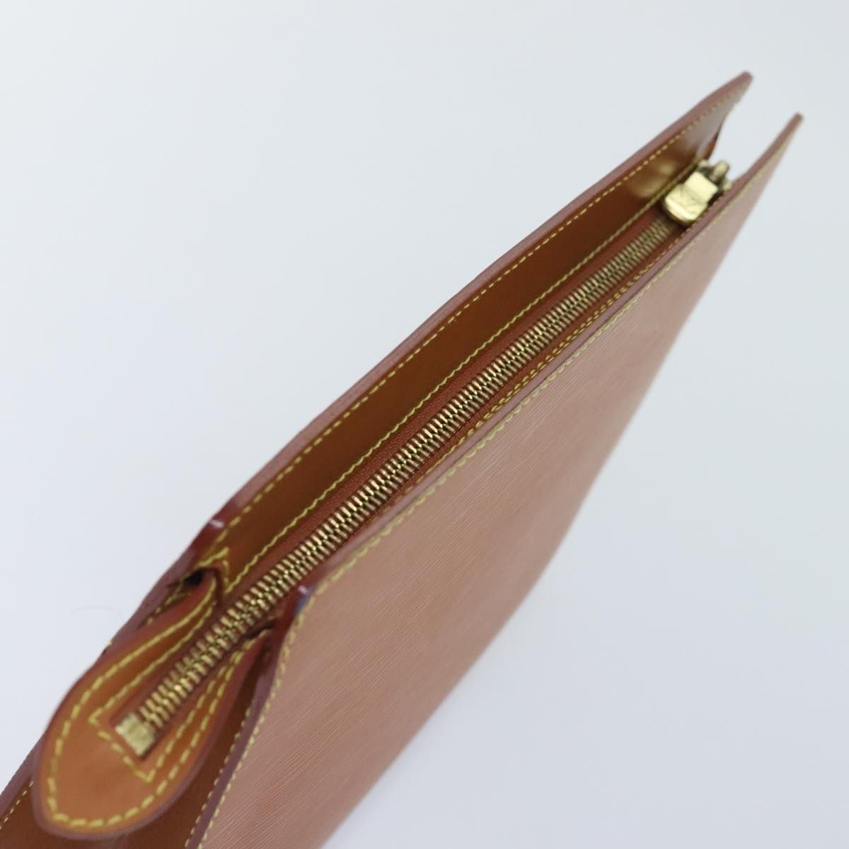 Louis Vuitton Epi Pochette Homme Clutch Bag Brown Zipangu Gold M 52528 Auth