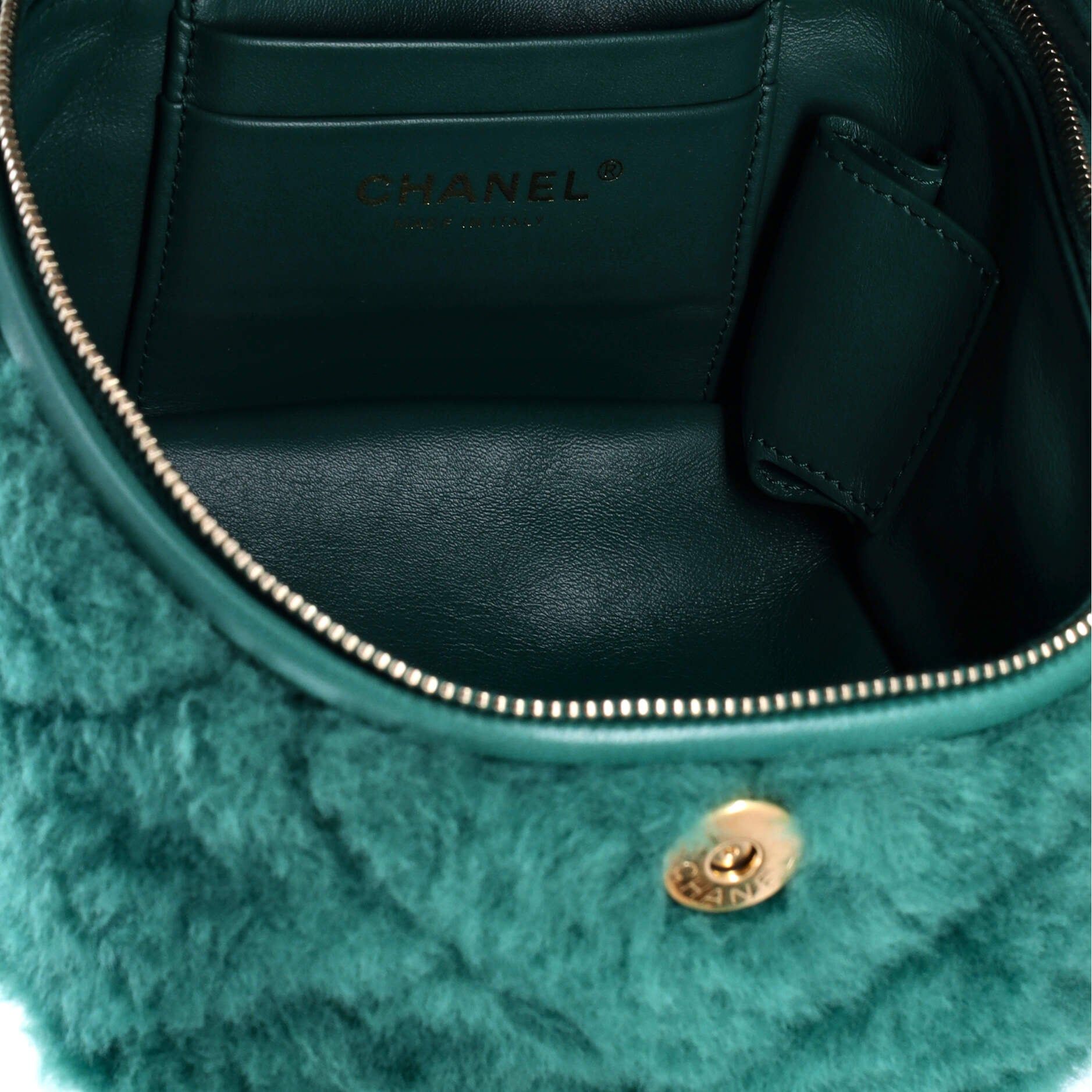 Chanel Coconing Top Handle Vanity Case With Chain Quilted Shearling Small