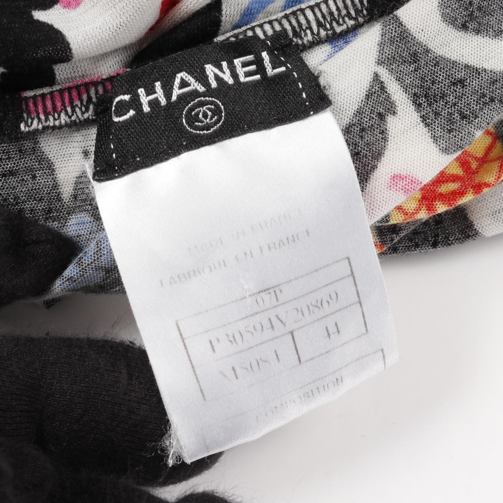Chanel Black Multicolor Coco Mark Camelia Dress Cotton P 30594