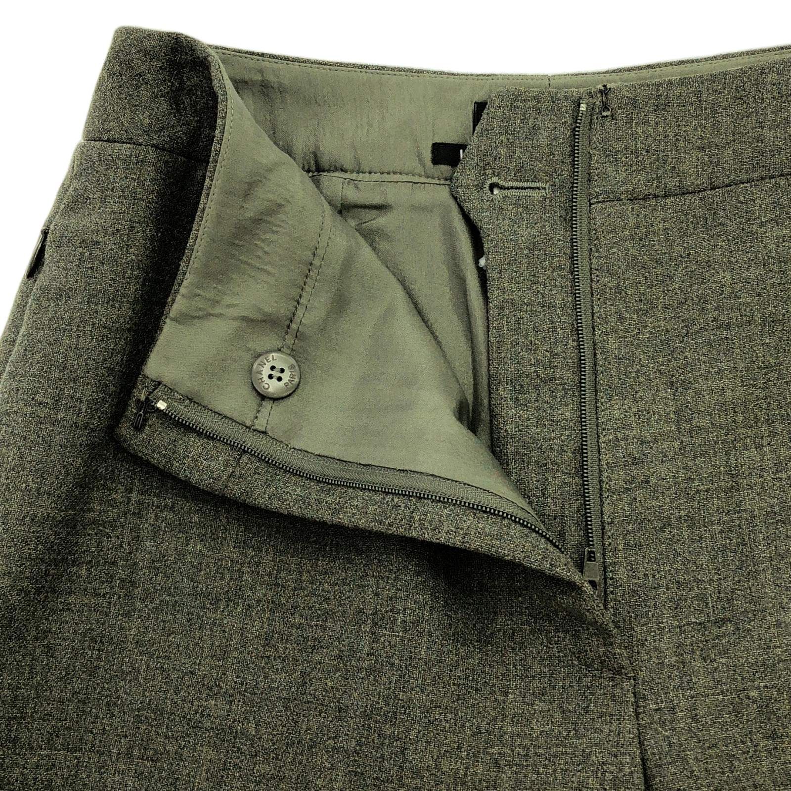 Chanel Green Pants Wool P 13903v 07978