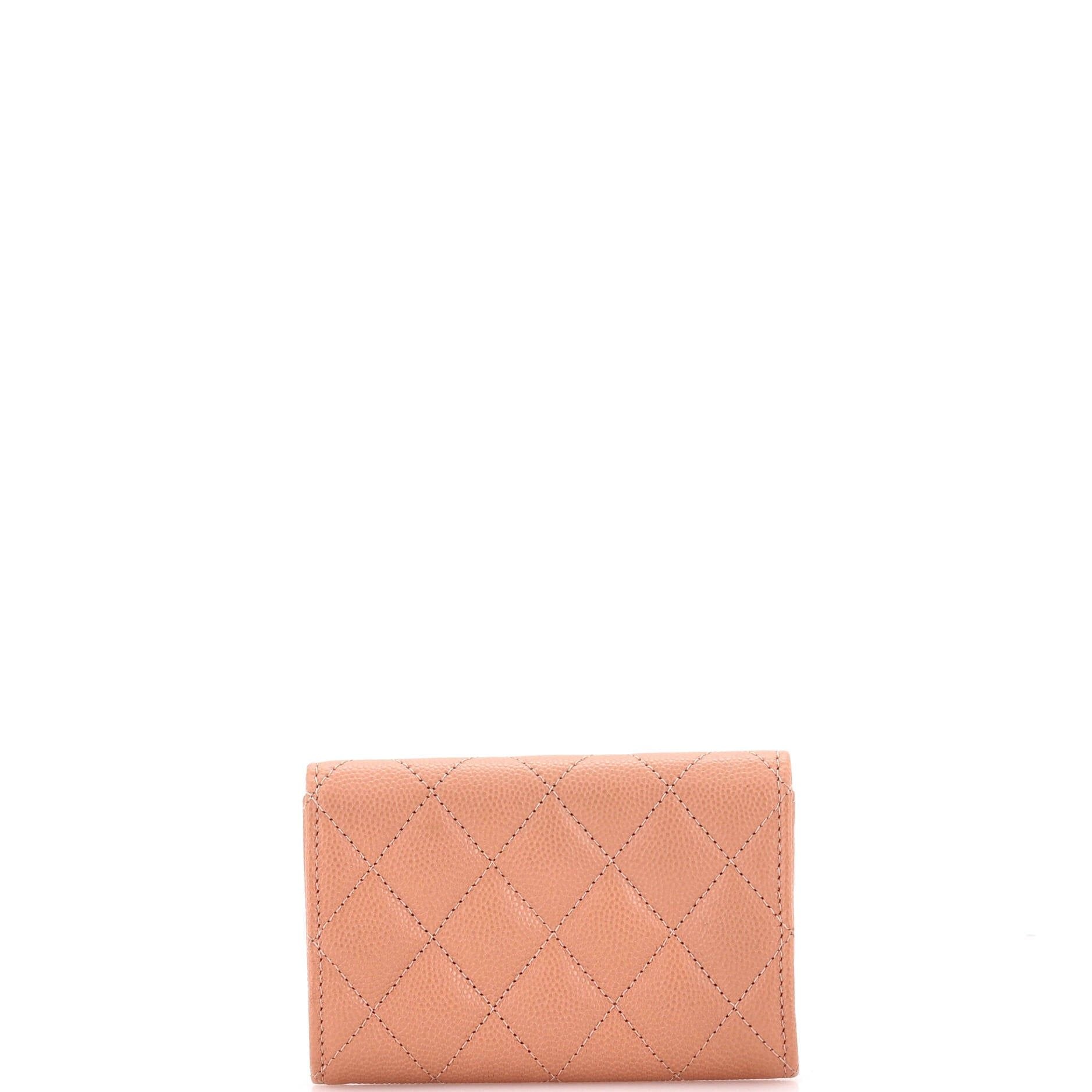 Chanel Textured Cc Flap Card Case Quilted Caviar