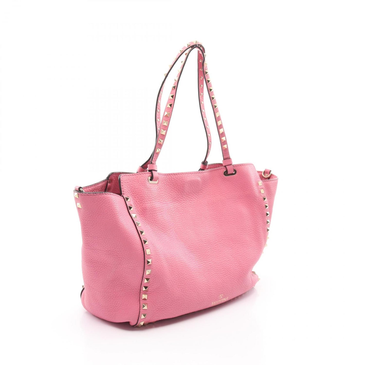 Valentino Rock Studs Tote Bag Pink Leather