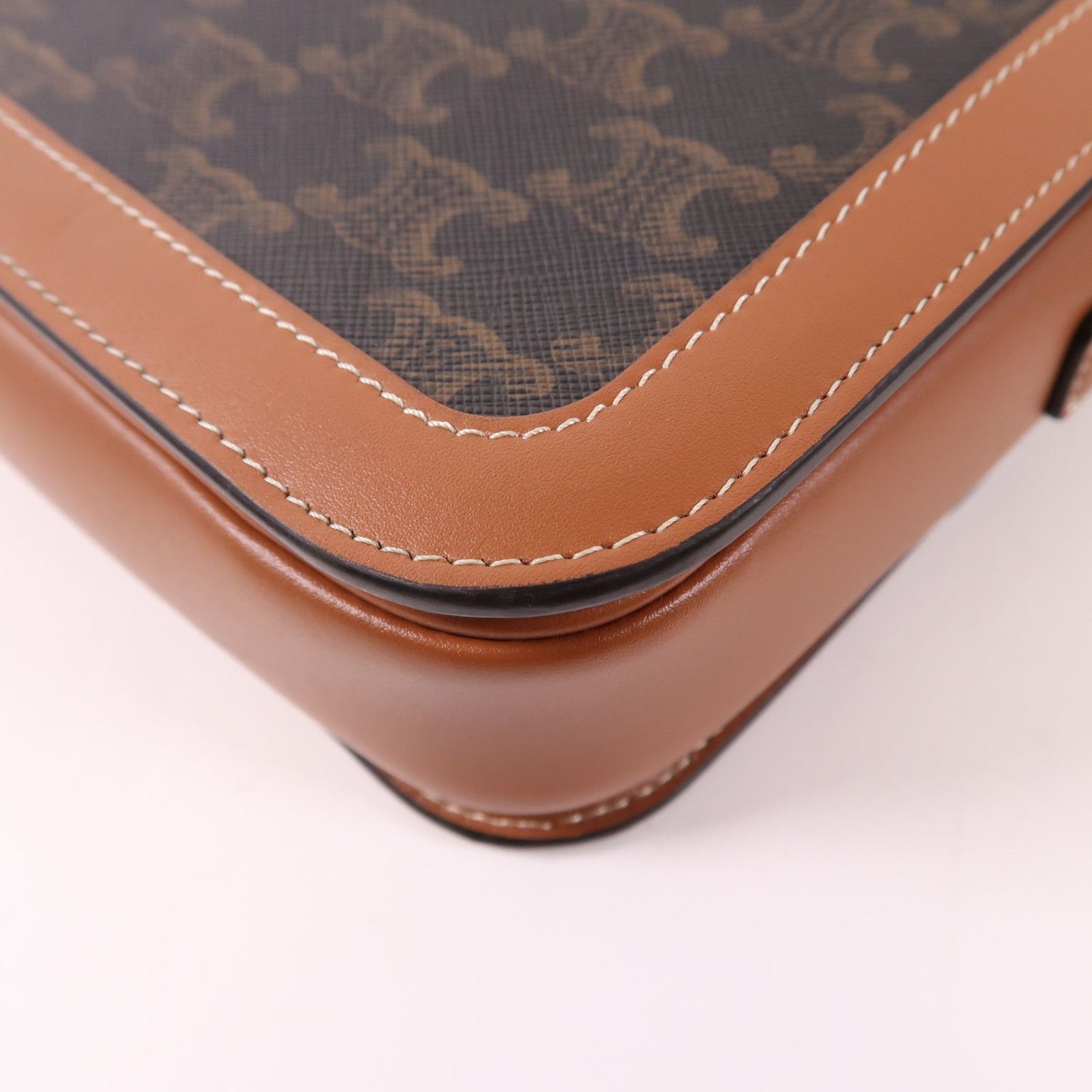 Celine Canvas Classique Triomphe Bag Gold Shoulder Bag Brown
