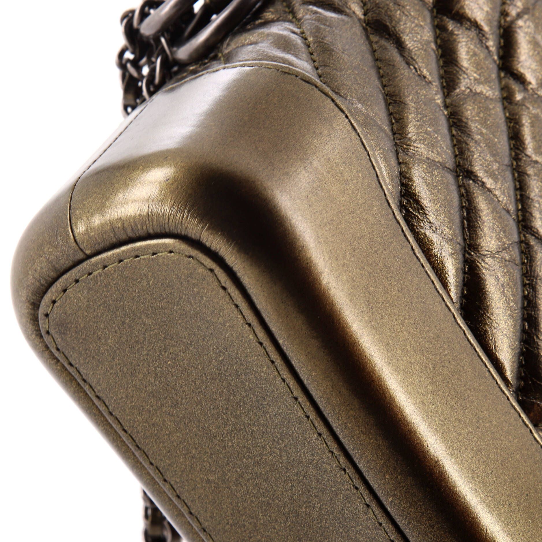 Chanel Gabrielle Hobo Chevron Metallic Aged Calfskin Small