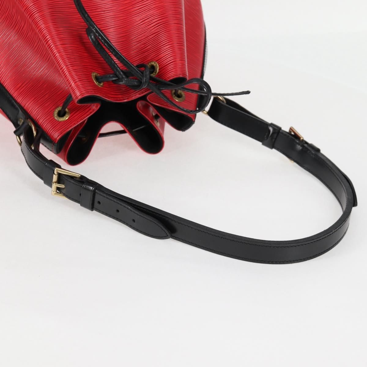 Louis Vuitton Epi Petit Noe Shoulder Bag Bicolor Black Red M 44017 Auth