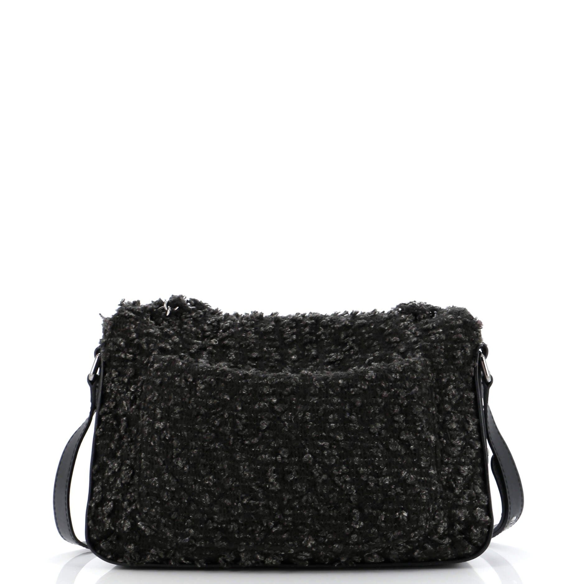 Chanel CC Lock Flap Messenger Bag Tweed Medium