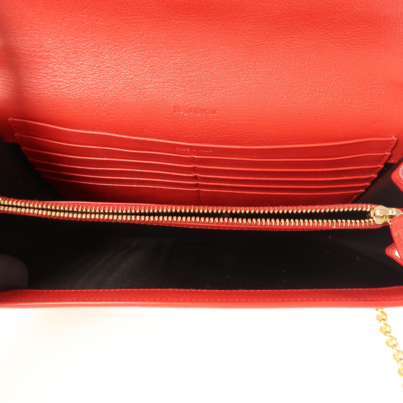 Saint Laurent Cowhide Leather Belle De Jour Wallet On Chain Golden Cross Shoulder Back Bag Red Calfsk