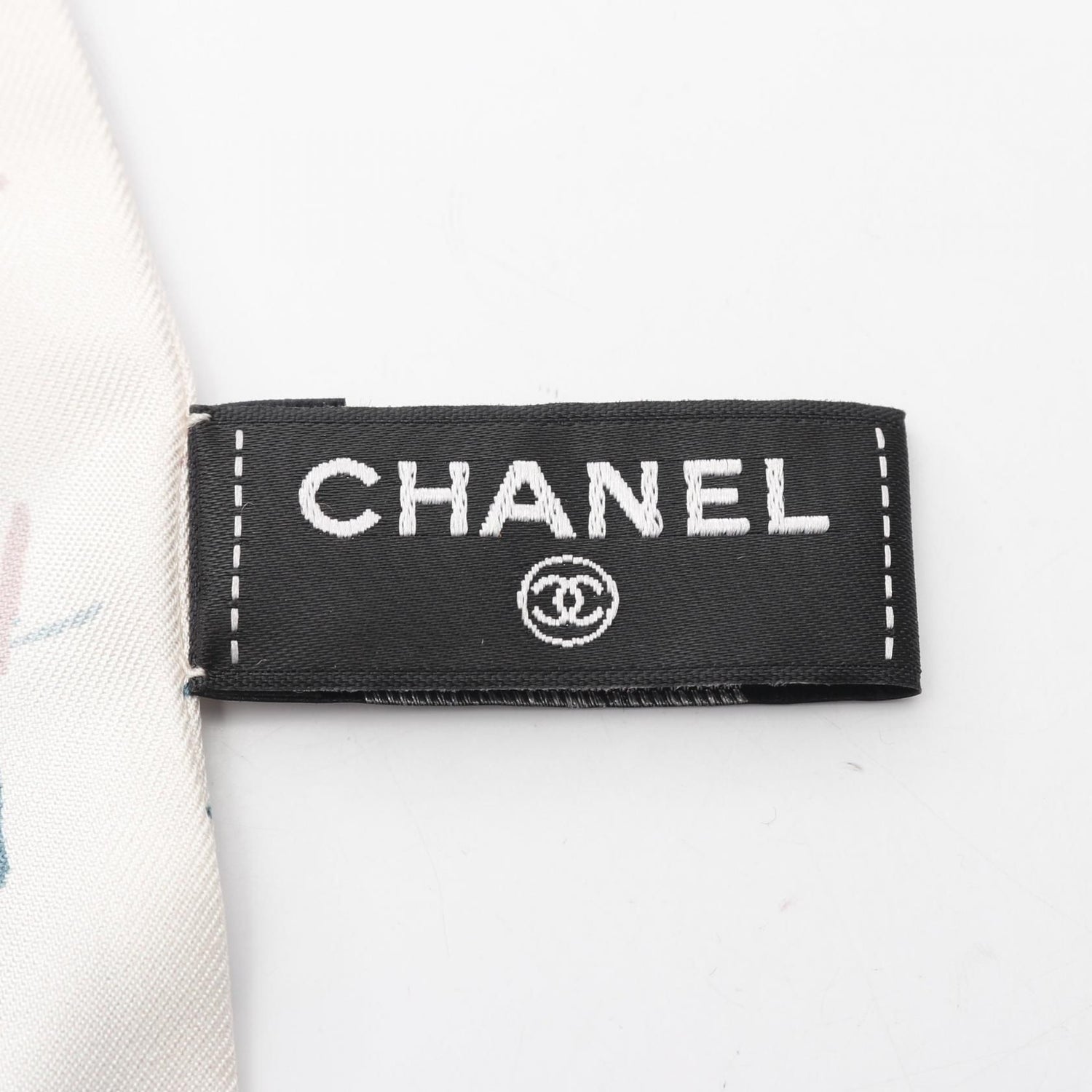 Chanel White Multicolor Coco Mark Scrunchie Scarf Silk
