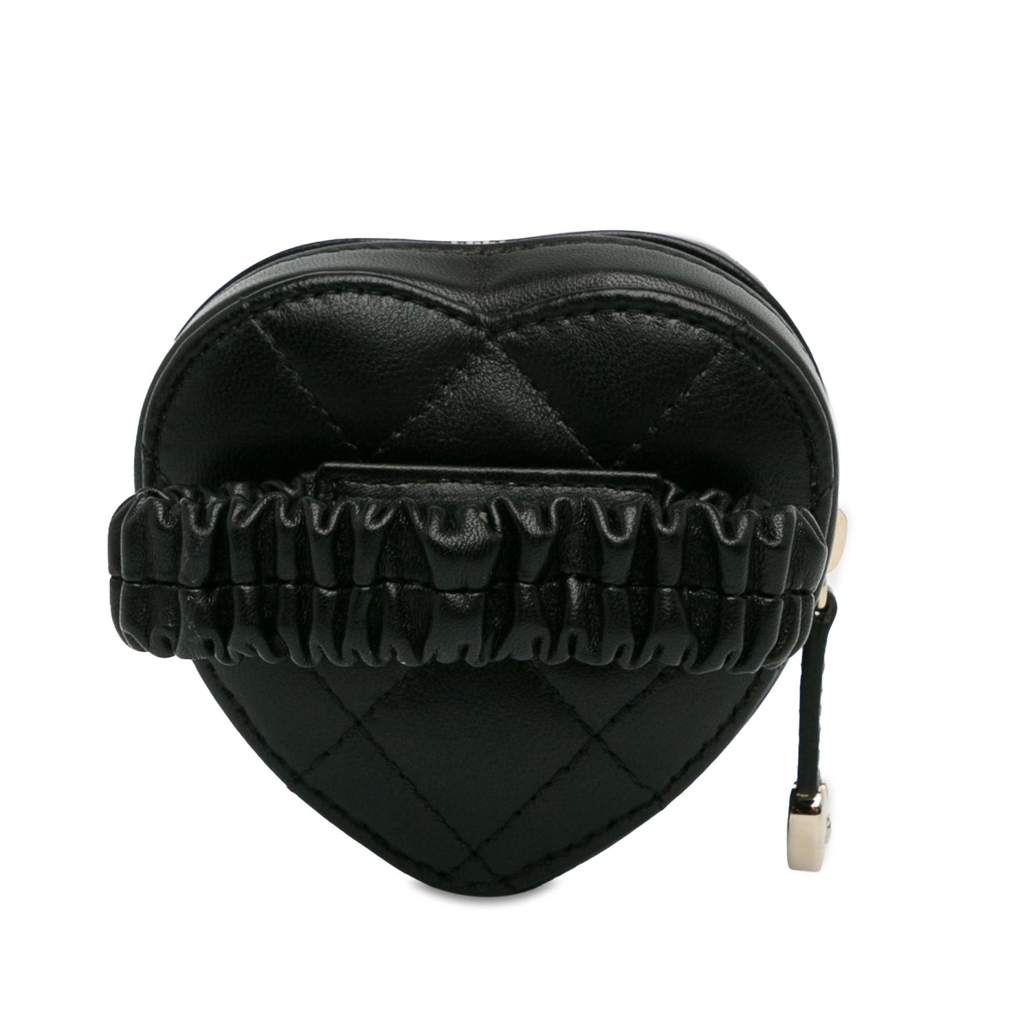 Chanel Lambskin CC In Love Heart Zipped Arm Coin Purse Black