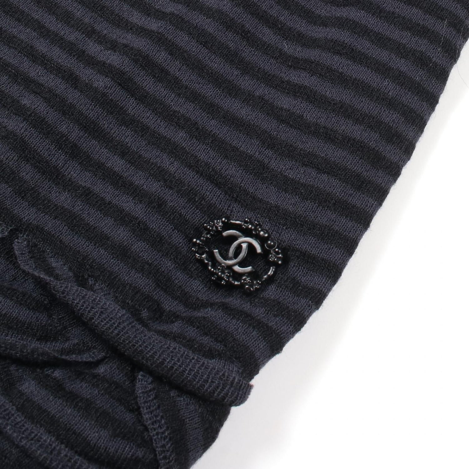 Chanel Black Gray Dress Rayon P 41415k 03035