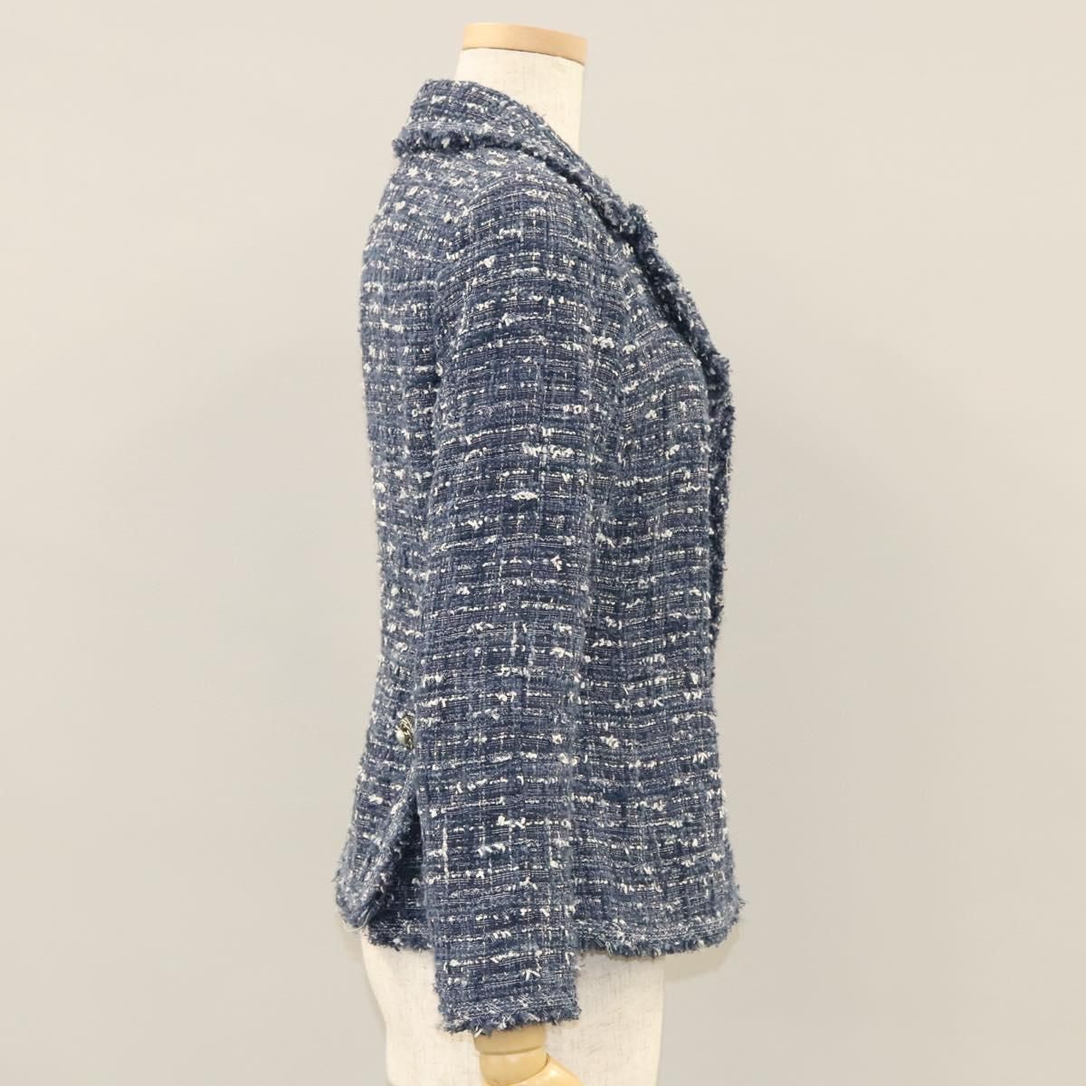 Chanel Jacket 34 Jacket Tweed 34 Blue Cc Auth