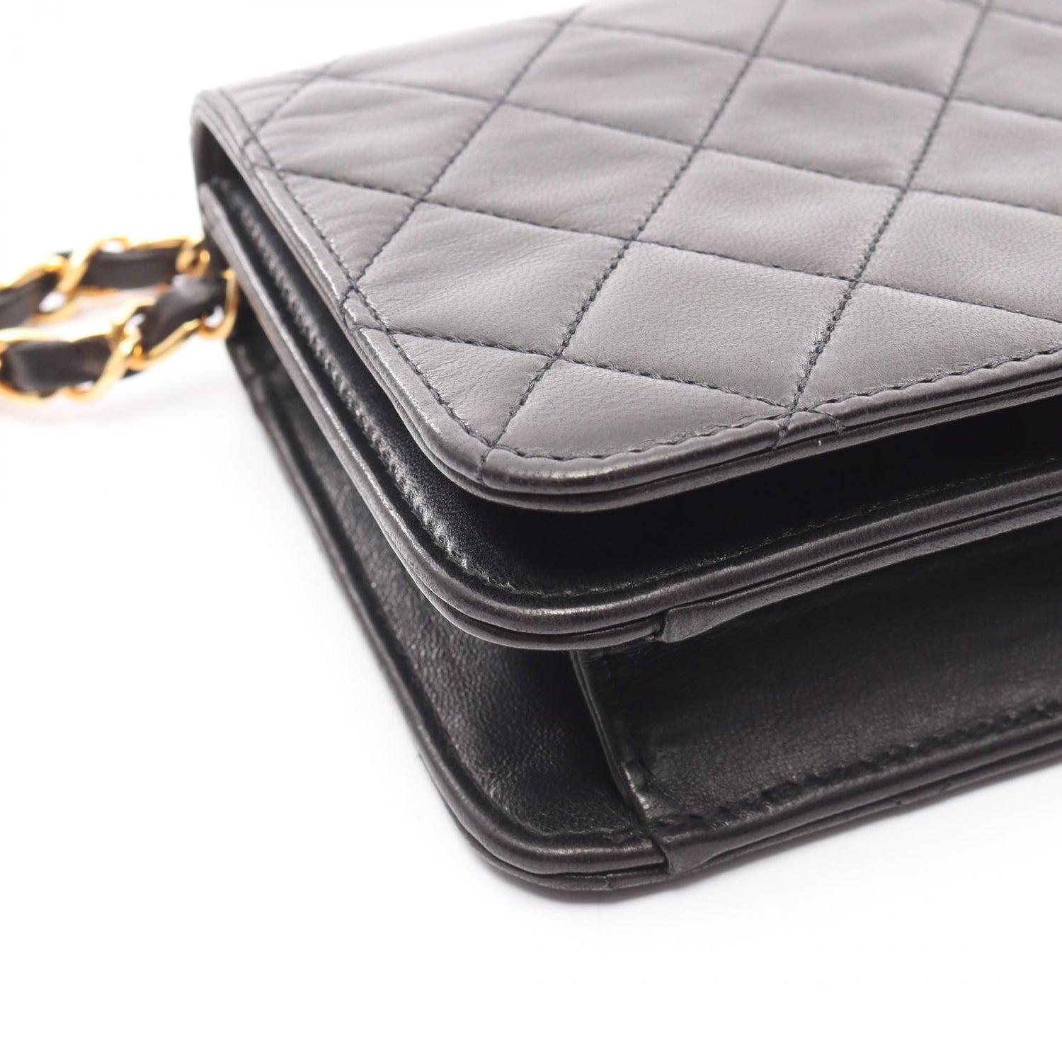Chanel Black Mini Matelasse Full Flap Shoulder Bag Lambskin (sheep Leather)