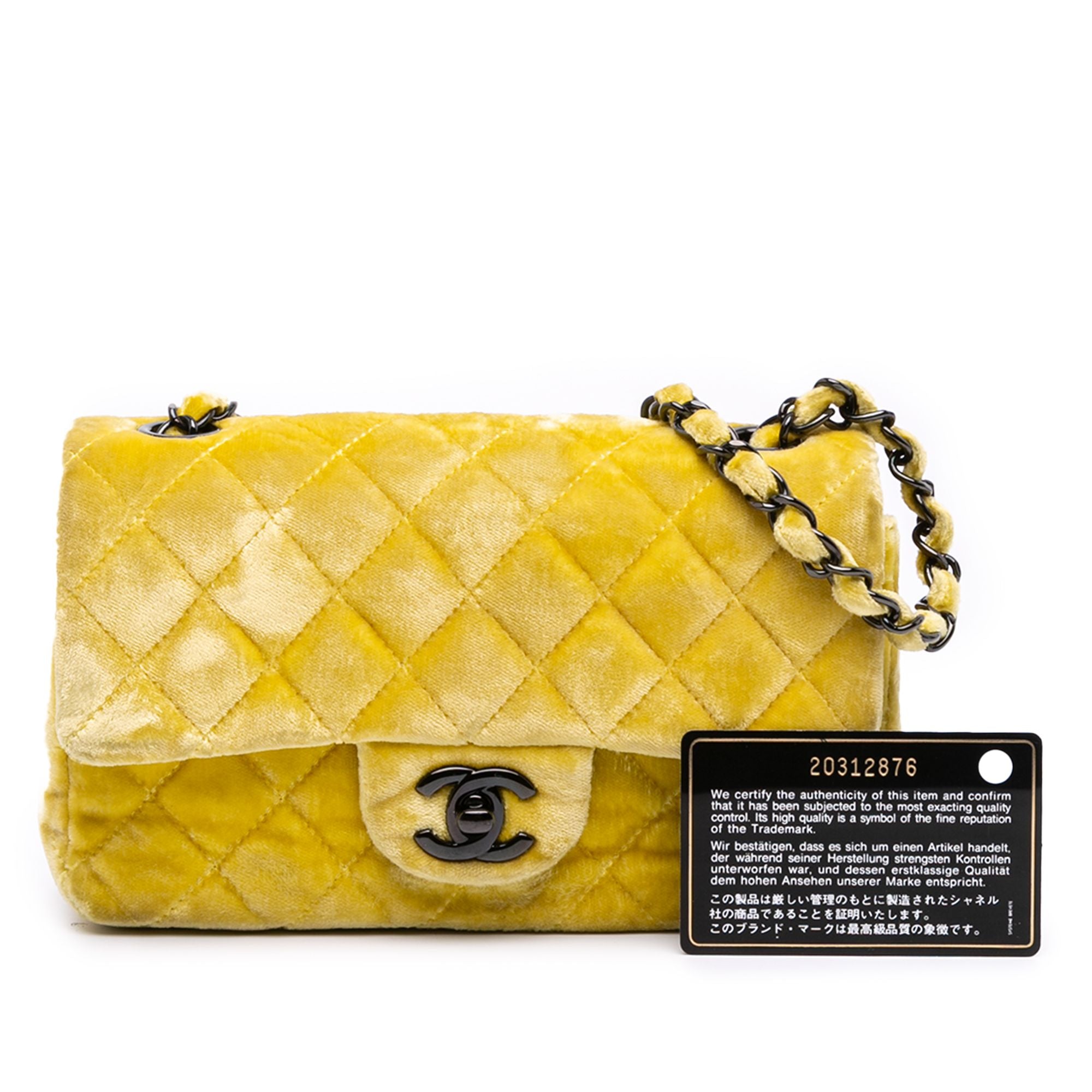 Chanel Mini Rectangular Classic Velvet Single Flap Yellow