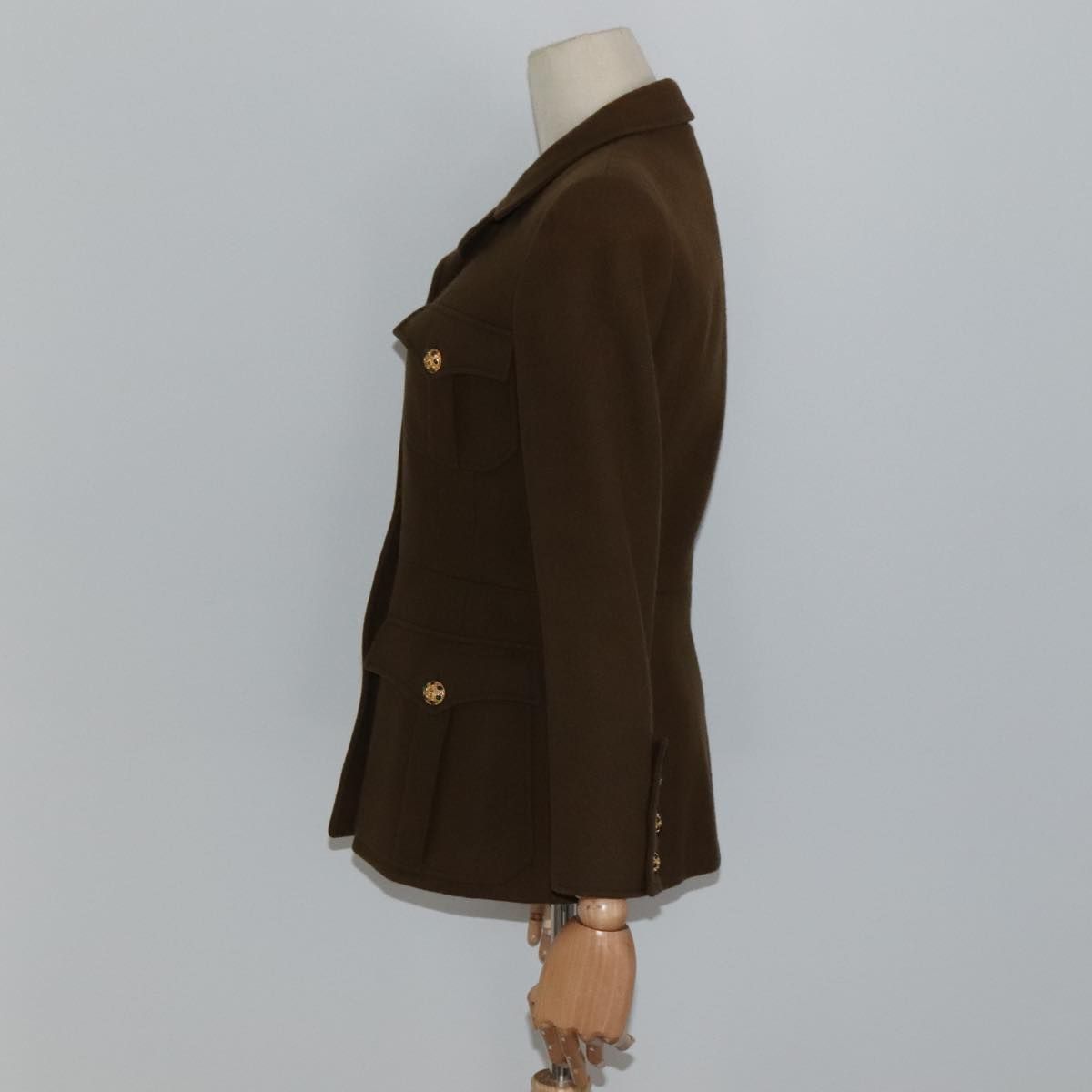 Chanel Jacket Wool Brown Cc Auth