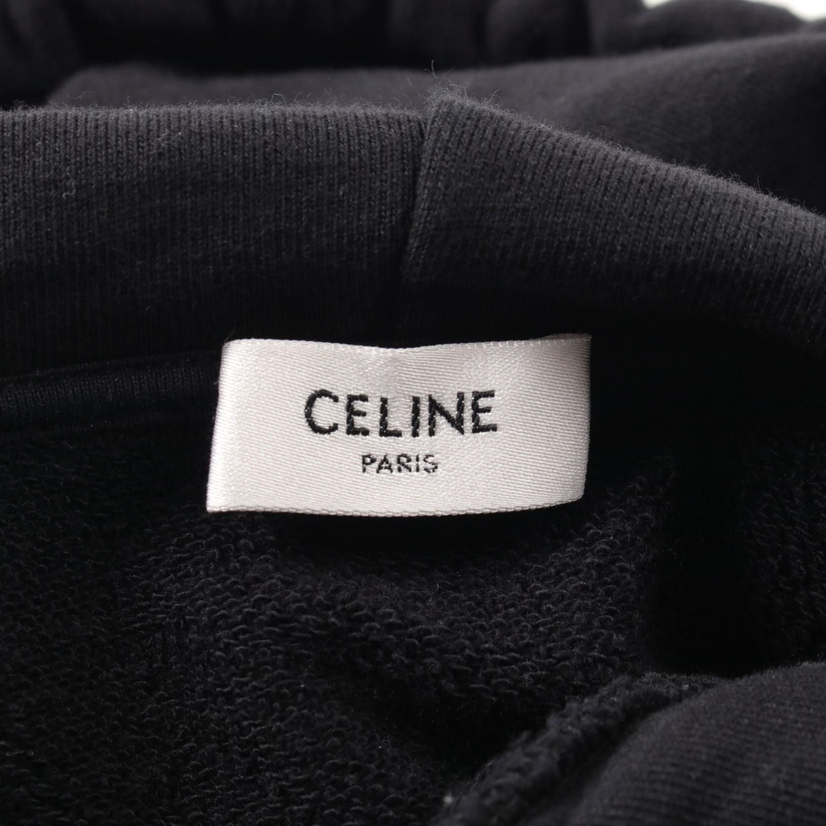 Celine Hoodie Sweats Shirts 2y 05e 670q Cotton Black Mens Logo Xs