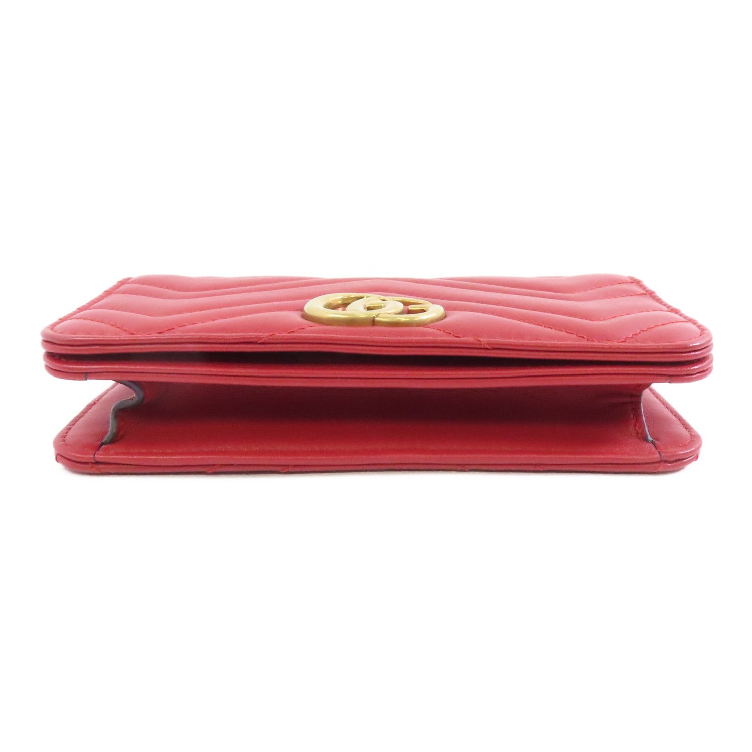 Gucci Cowhide Leather Gg Marmont Gold Bag Crimson Shoulder Bag Red Calfskin (cowhide) 488426