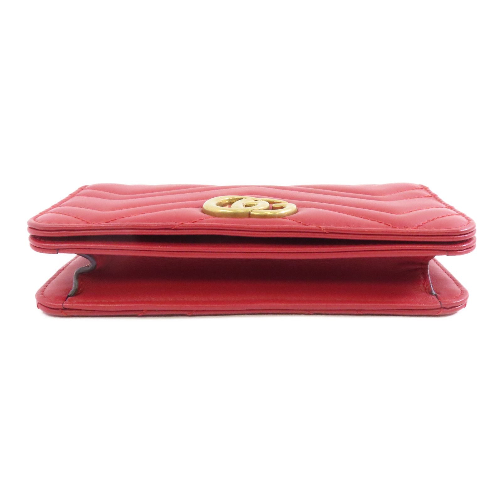 Gucci Cowhide Leather Gg Marmont Gold Bag Crimson Shoulder Bag Red Calfskin (cowhide) 488426