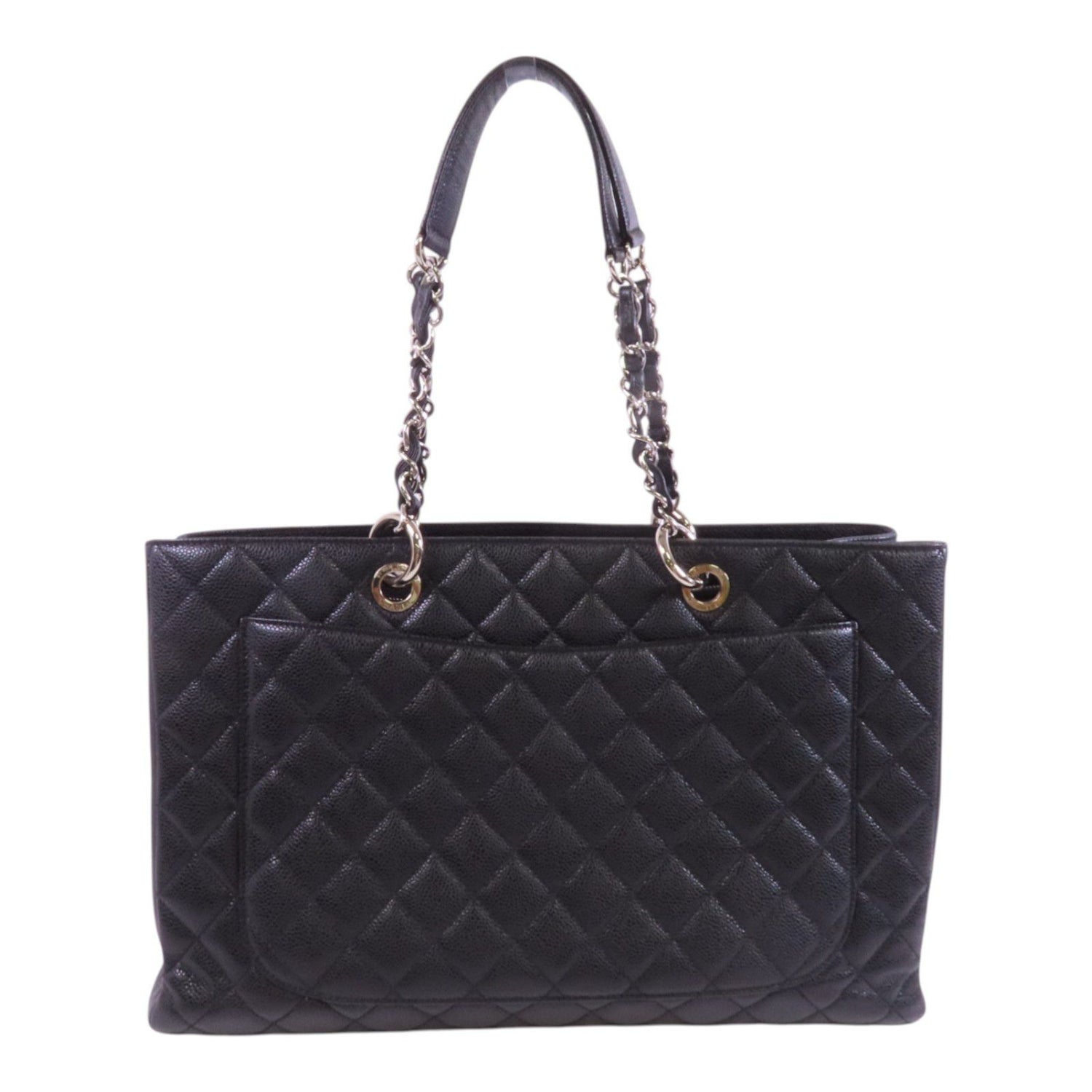 Chanel Black Cowhide Leather Gst Silver Crosshair Shoulder Bag Calfskin (cowhide)