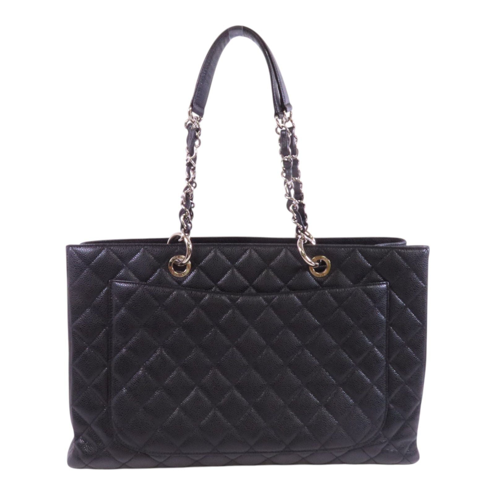 Chanel Black Cowhide Leather Gst Silver Crosshair Shoulder Bag Calfskin (cowhide)