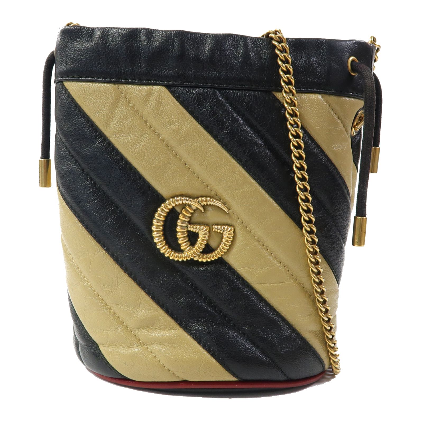 Gucci Cowhide Leather Gg Marmont Gold Crossbody Back Bag Black/black Color Shoulder Ba