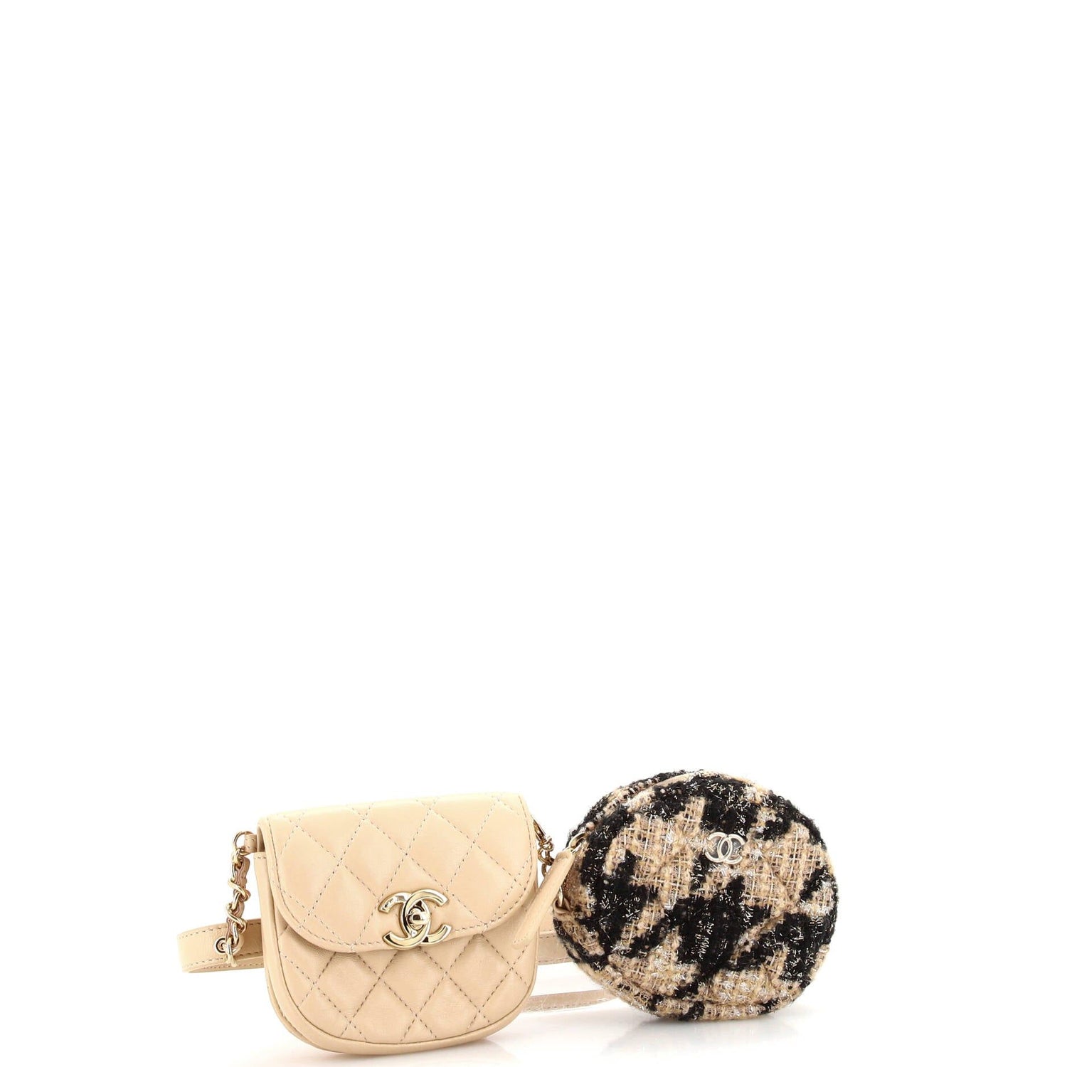 Chanel CC Waist Bag With Coin Purse Quilted Lambskin And Tweed