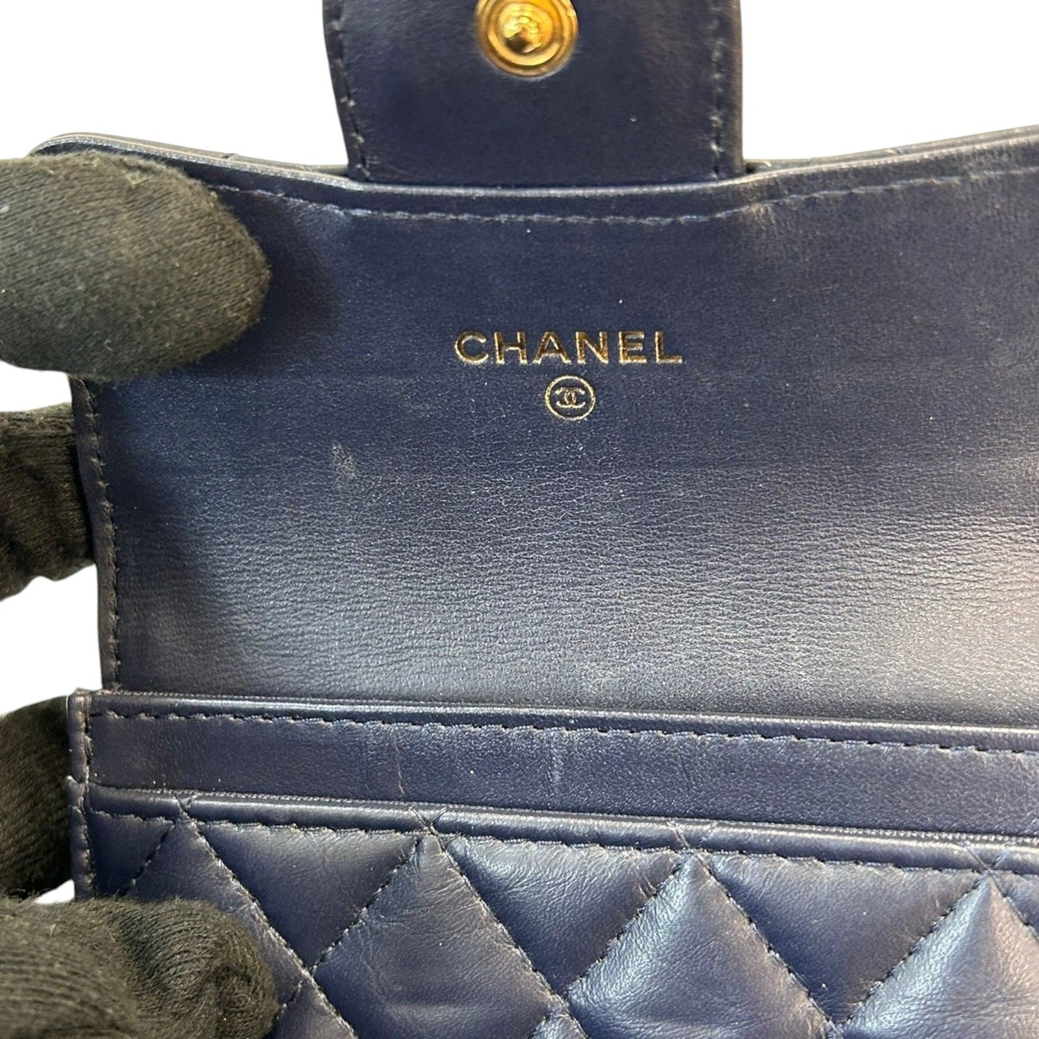 Chanel Matelasse 2.55 Coin Case Calfskin Blue Gold Plated (no Card)