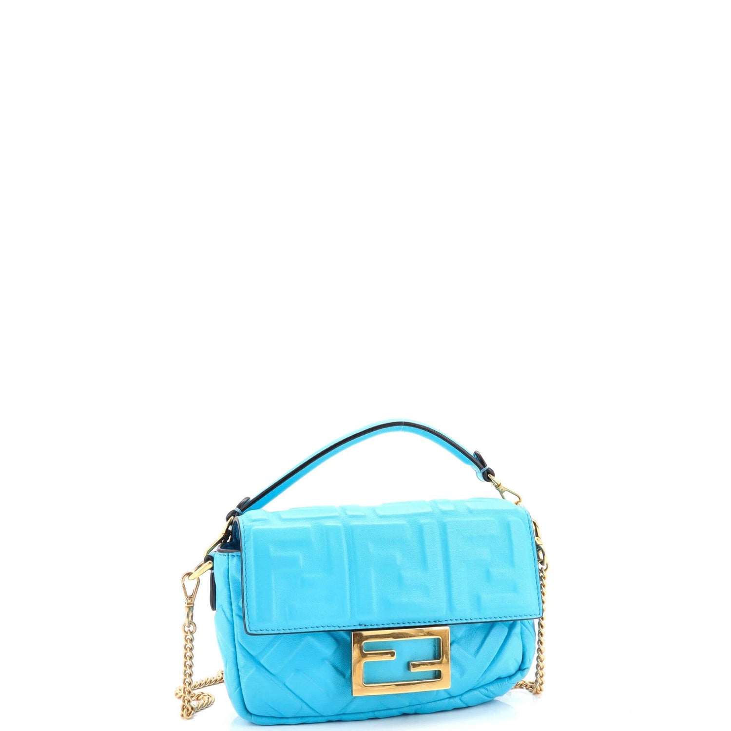 Fendi Baguette Nm Bag Zucca Embossed Leather Mini